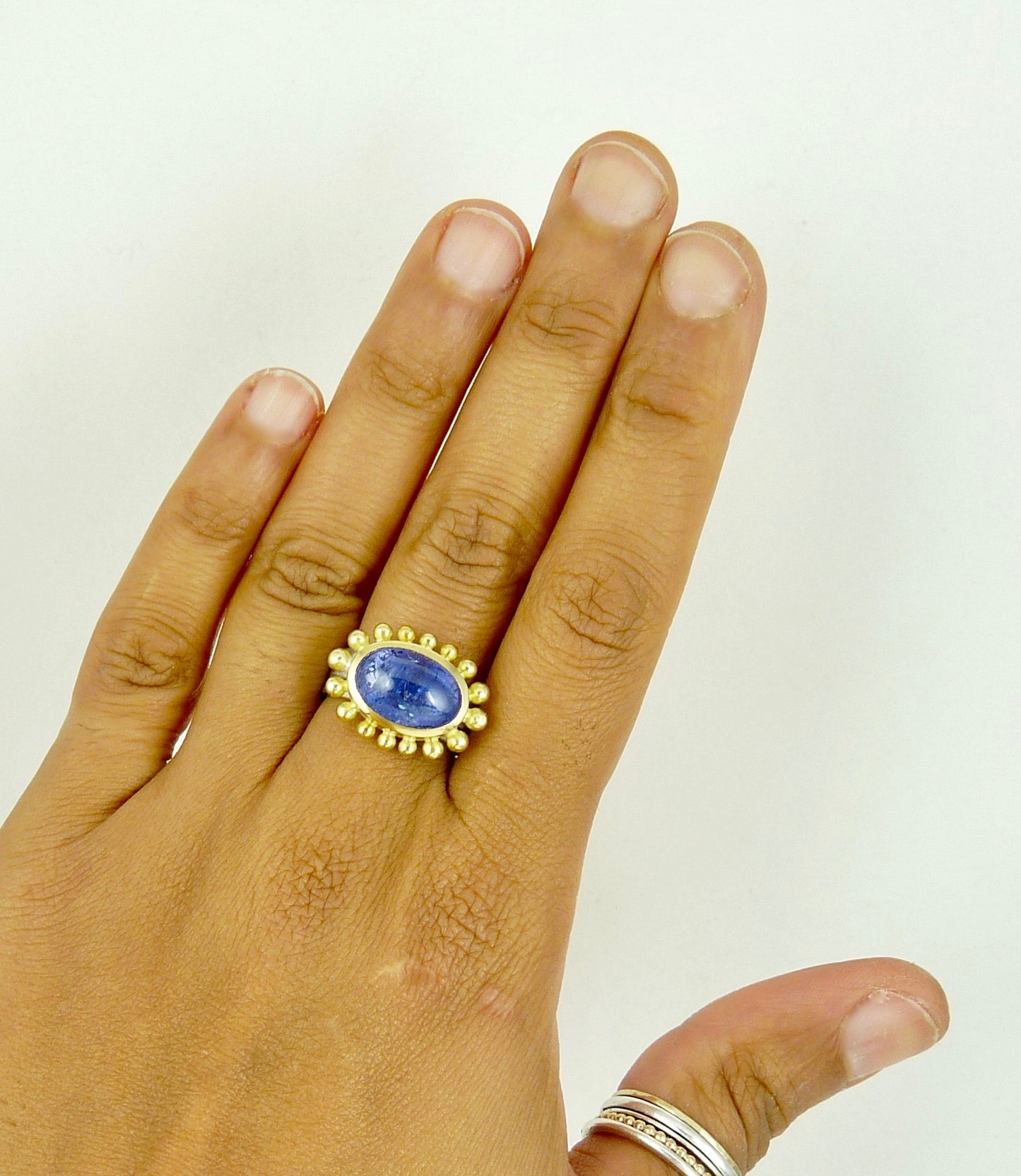 Large Cabochon Tanzanite Courtesan Ring
