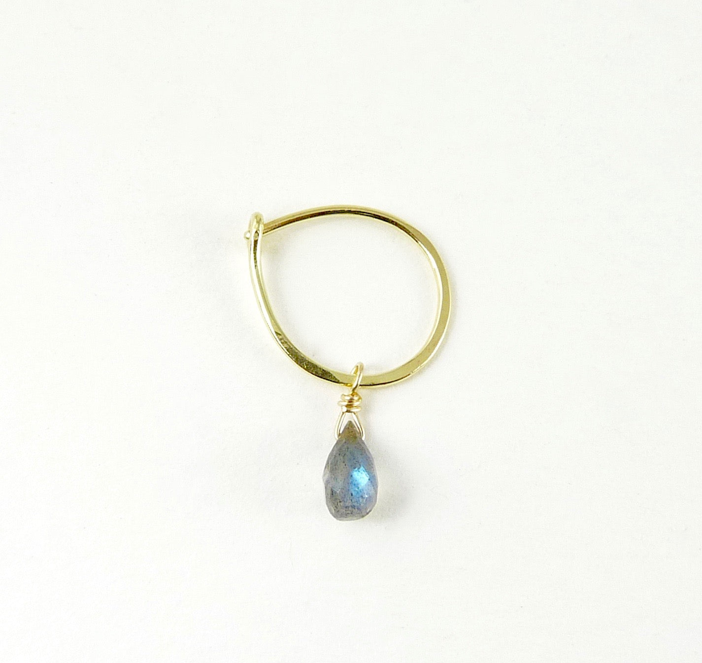 18ct Gold hoop earring with assorted gemstone briolette drops