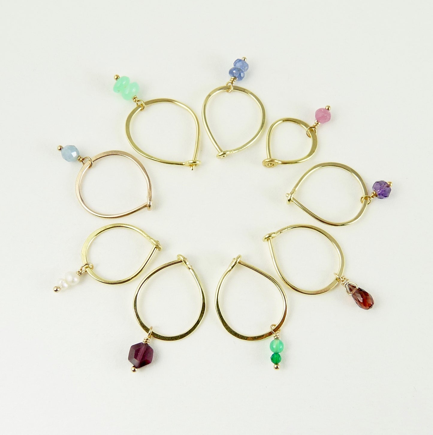 18ct Gold hoop earring with small gemstone bead