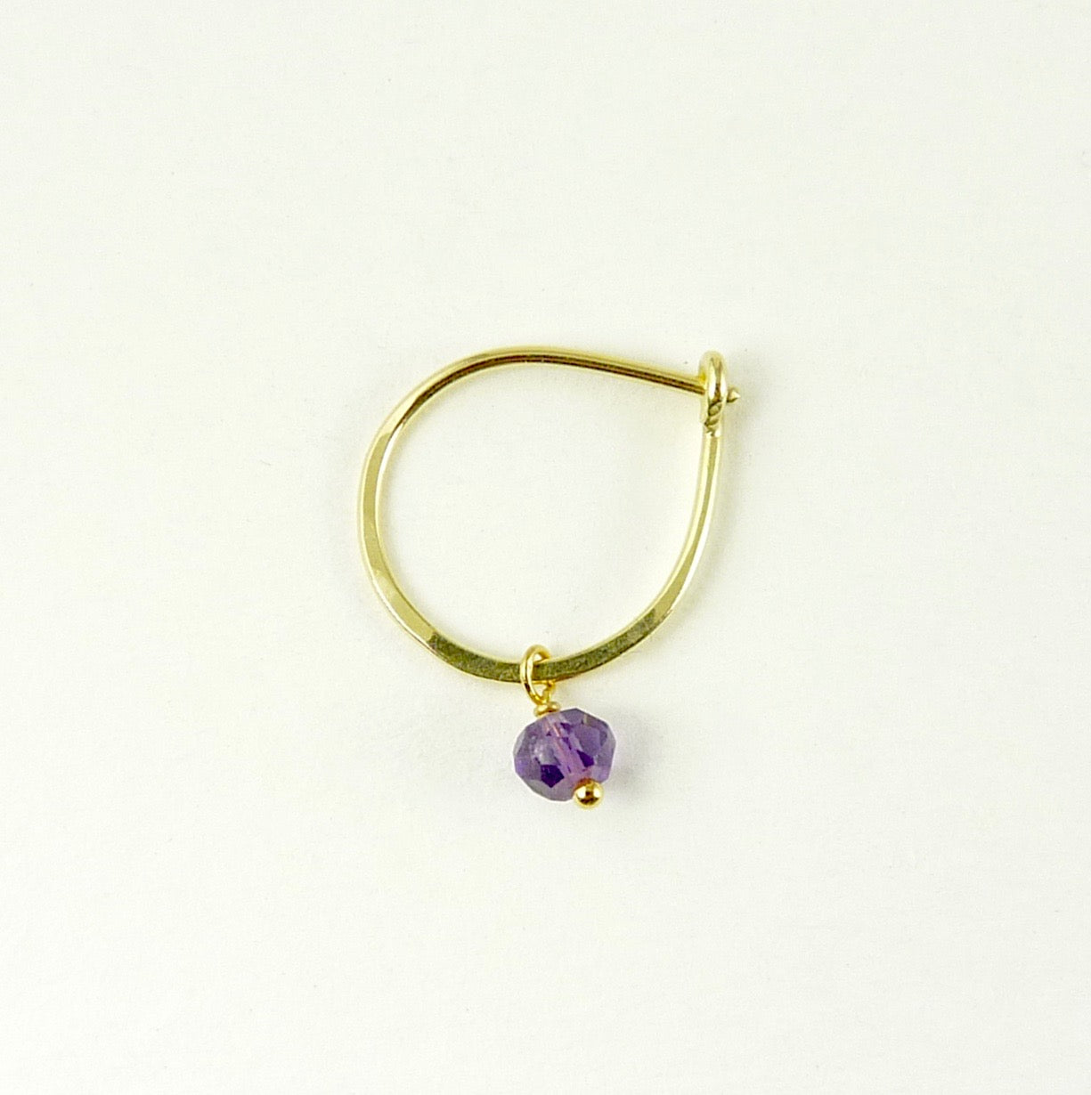 18ct Gold hoop earring with small gemstone bead