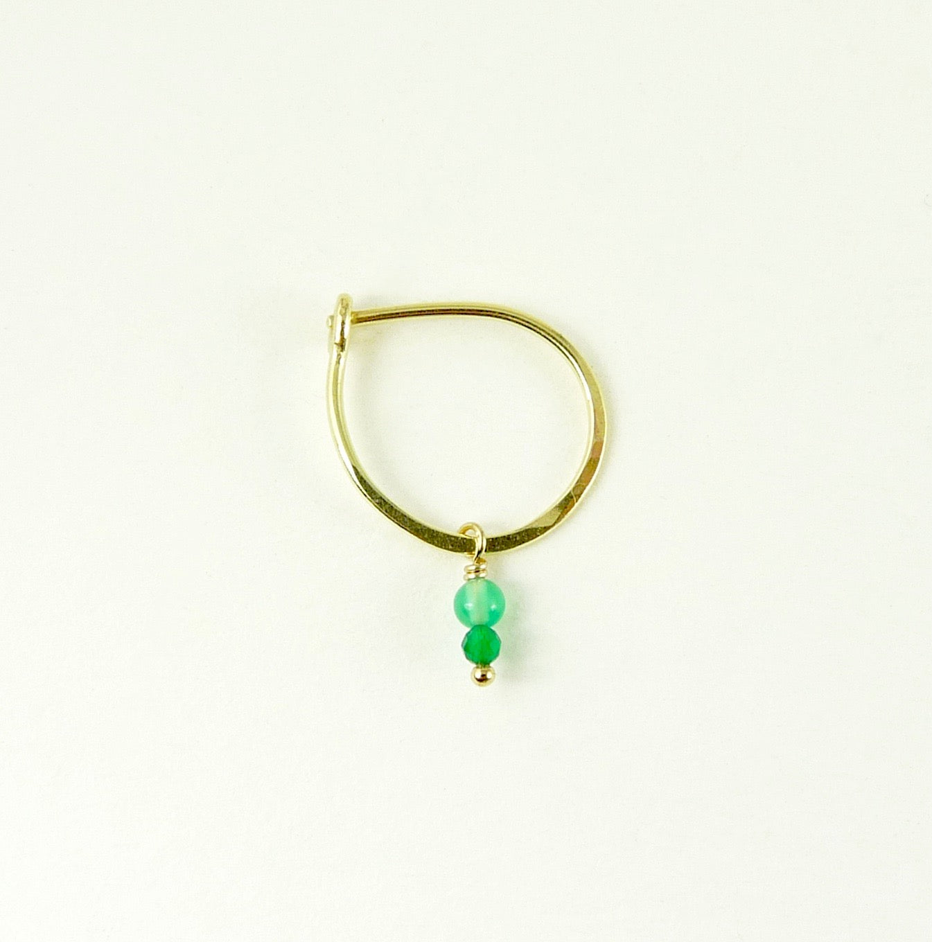 18ct Gold hoop earring with small gemstone bead