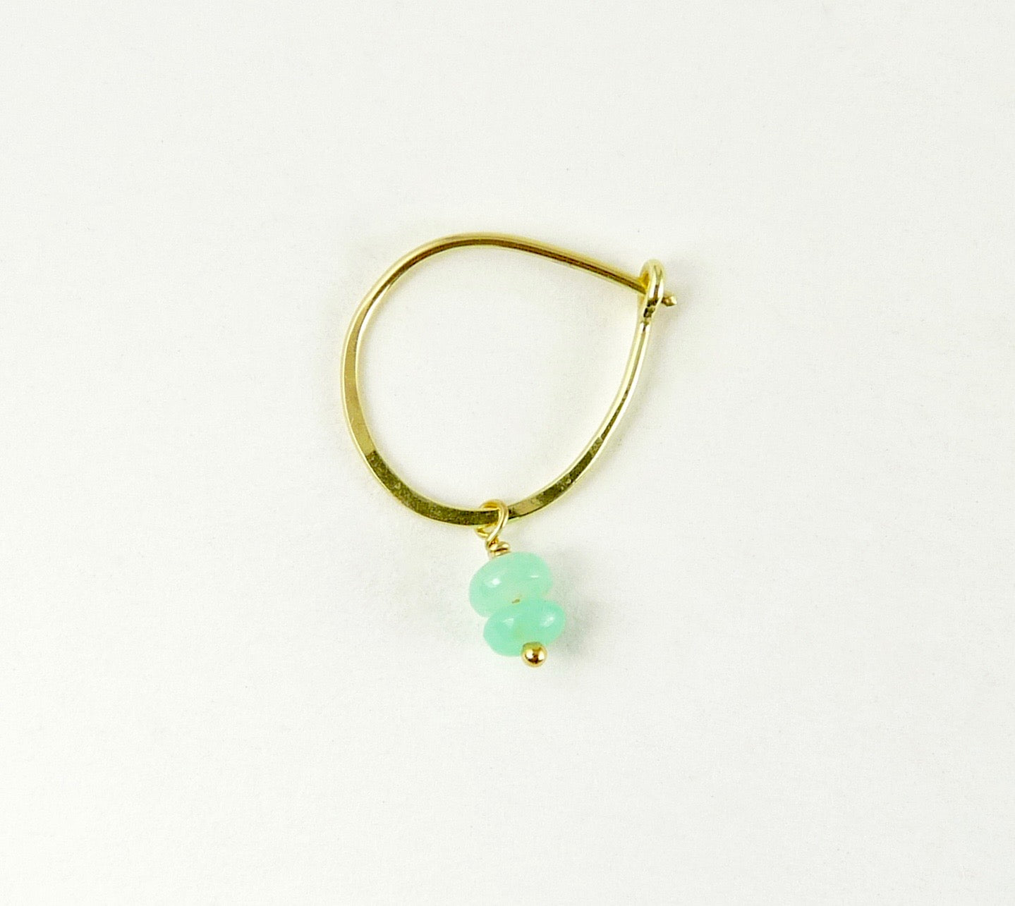 18ct Gold hoop earring with small gemstone bead