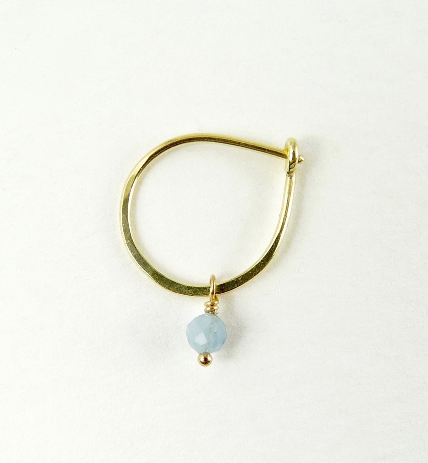 18ct Gold hoop earring with small gemstone bead