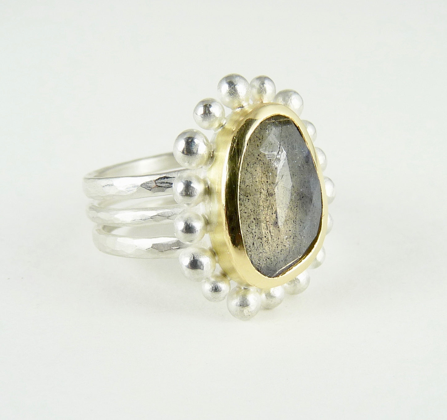 Labradorite Silver And Gold Courtesan ring