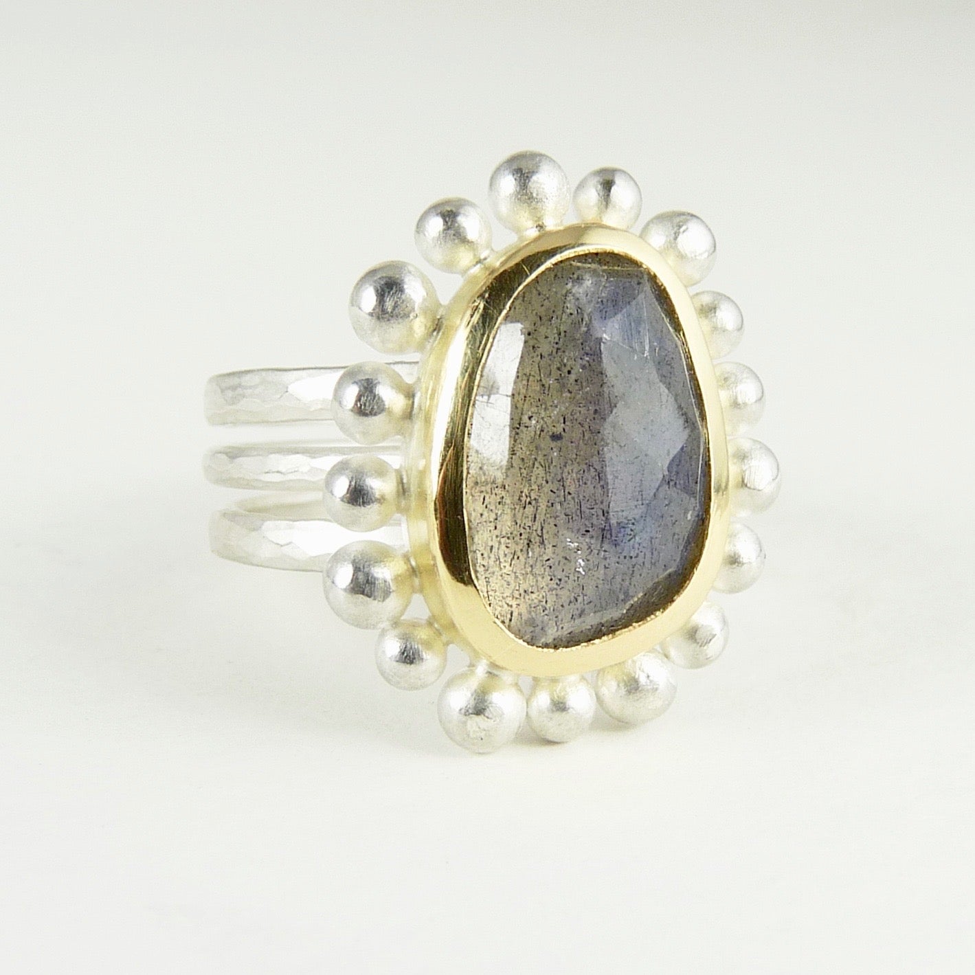 Labradorite Silver And Gold Courtesan ring
