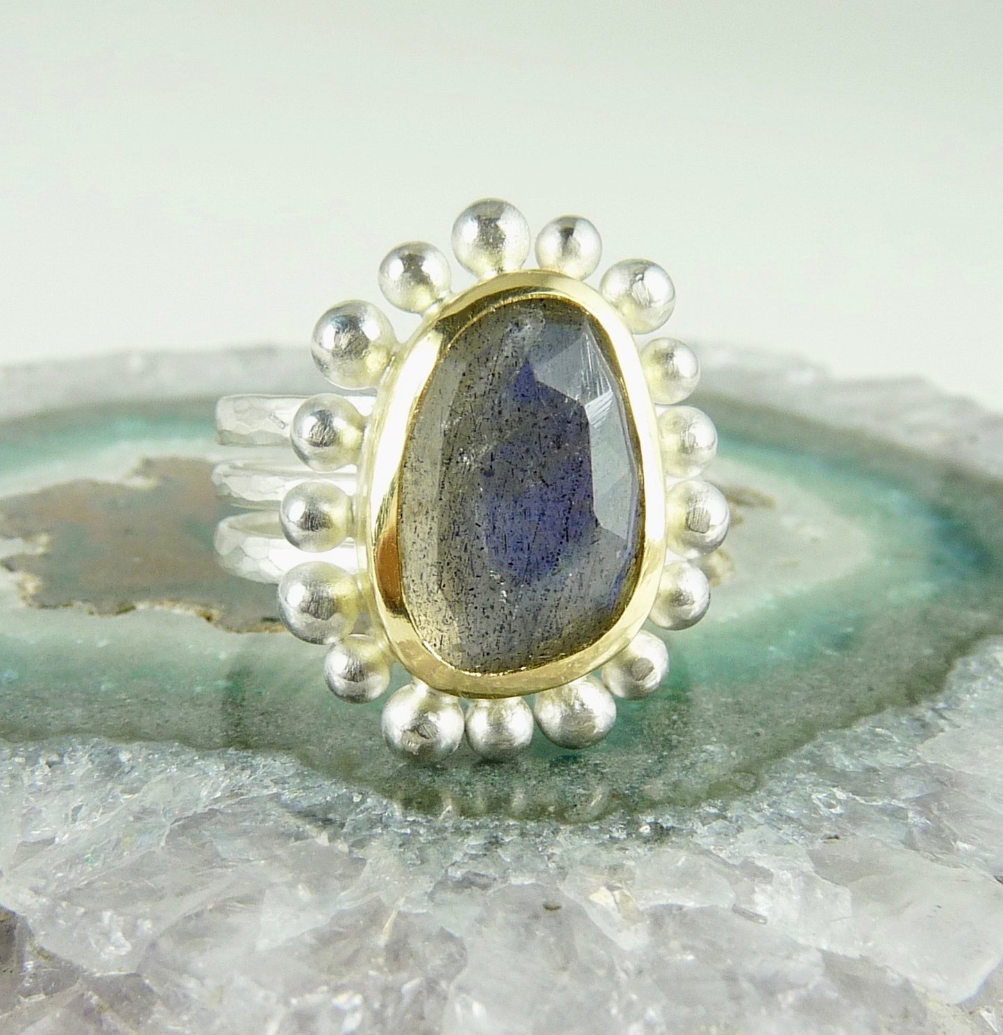 Labradorite Silver And Gold Courtesan ring