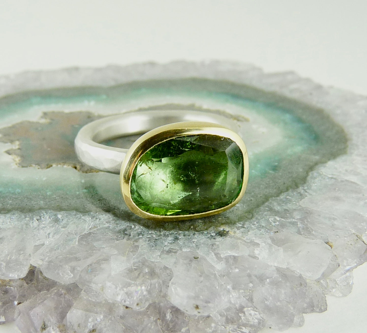 Rose Cut Green Tourmaline Ring