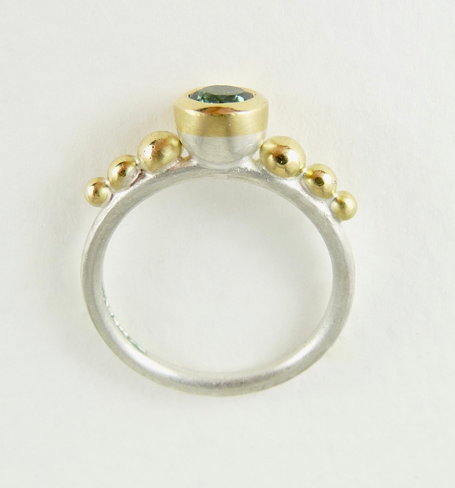 Round Green Tourmaline Granulation Ring
