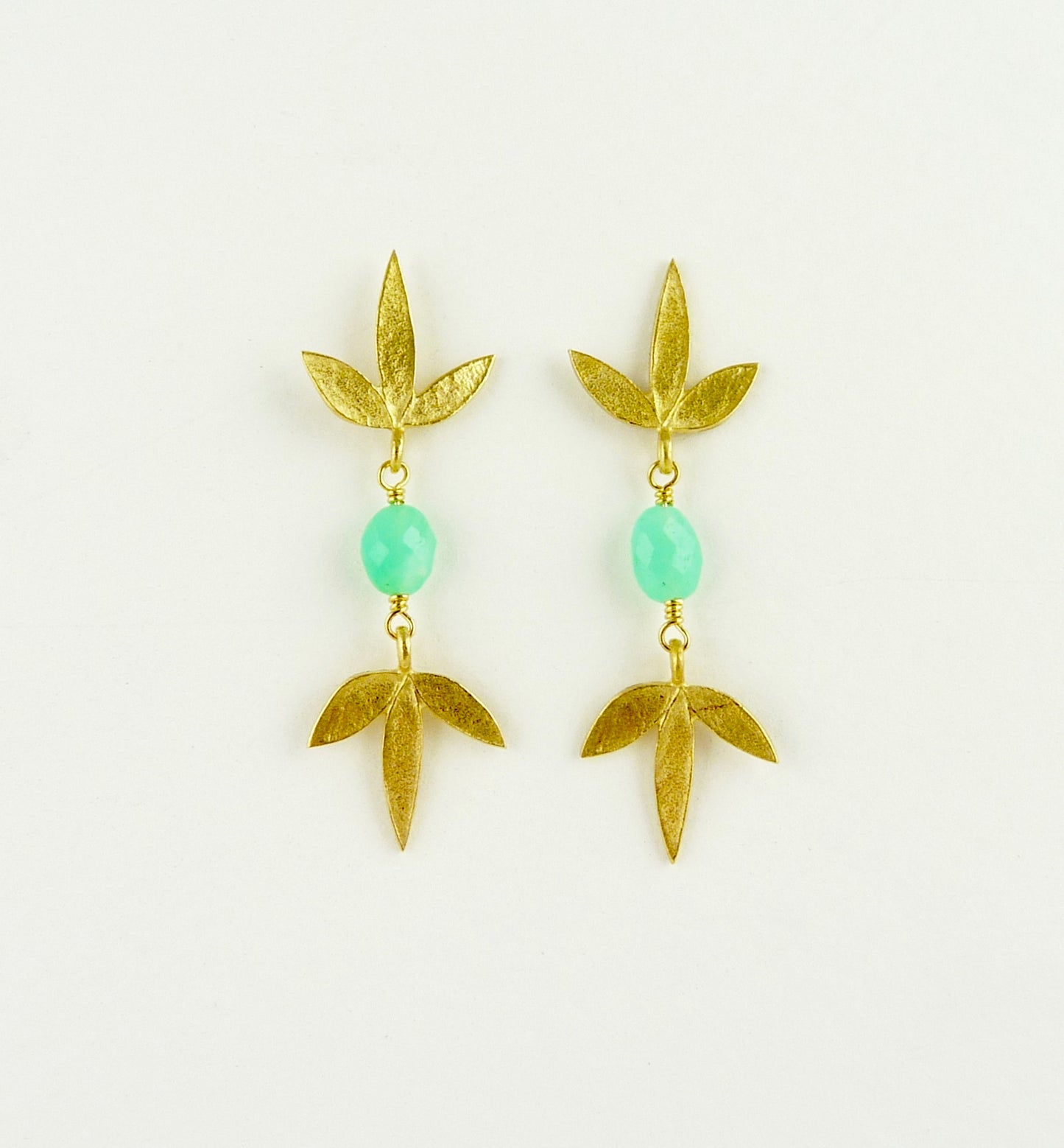 Double Claudia Flower Earrings with Chrysoprase