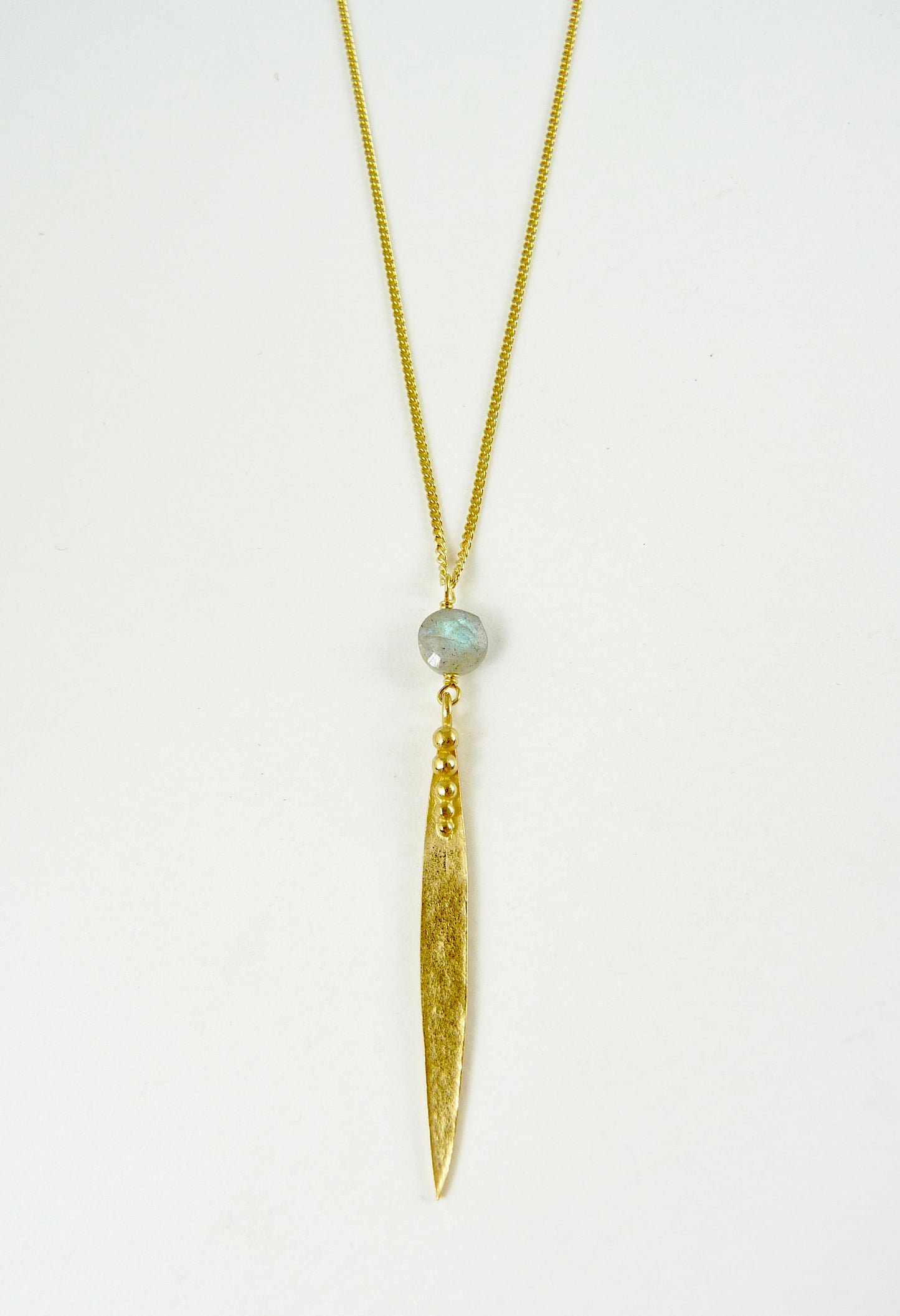 Medium Madeleine Leaf Necklace with Labradorite