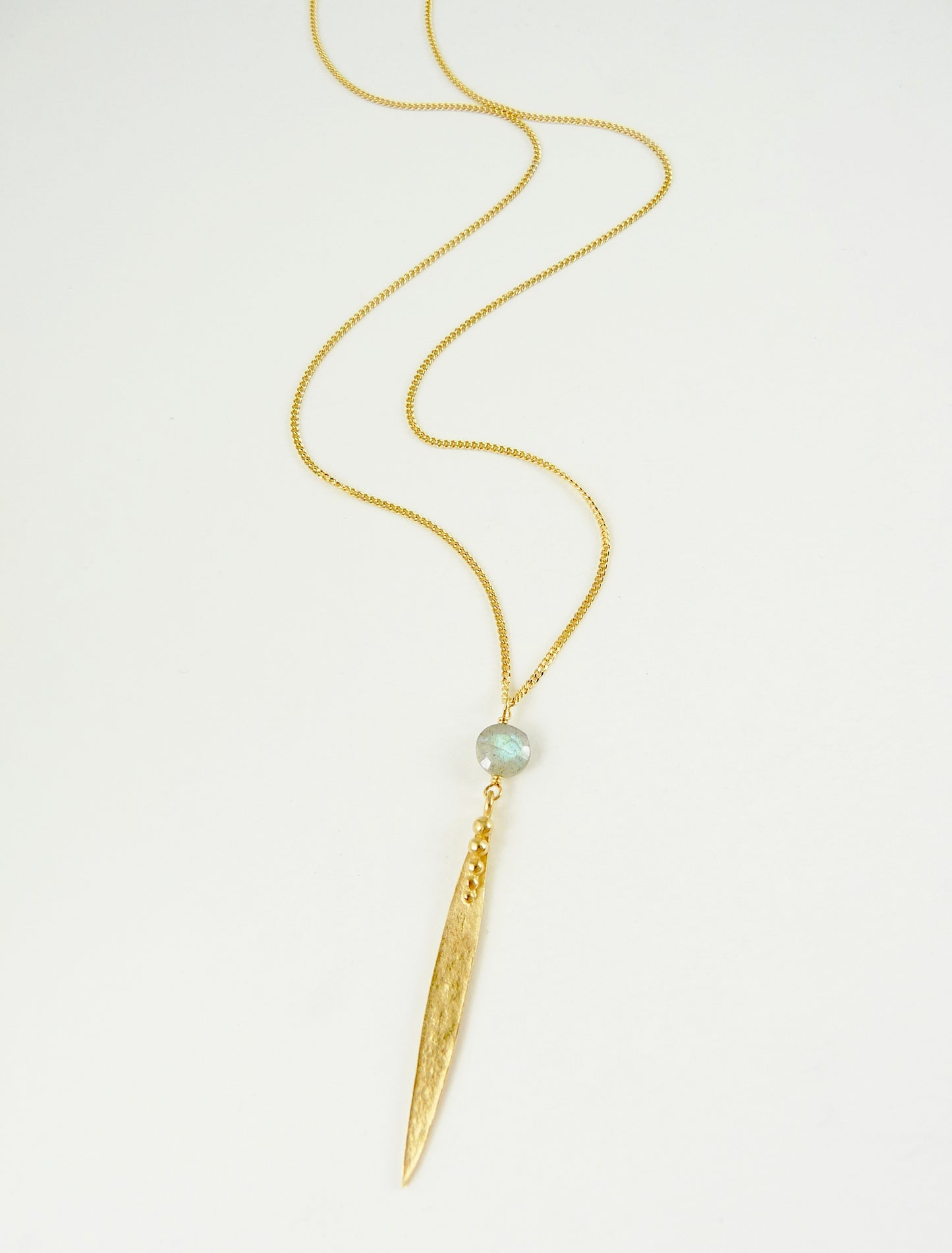Medium Madeleine Leaf Necklace with Labradorite