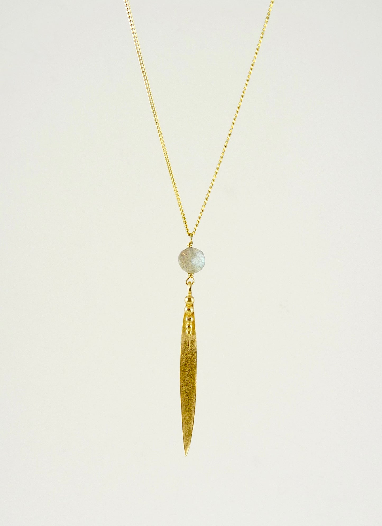 Medium Madeleine Leaf Necklace with Labradorite