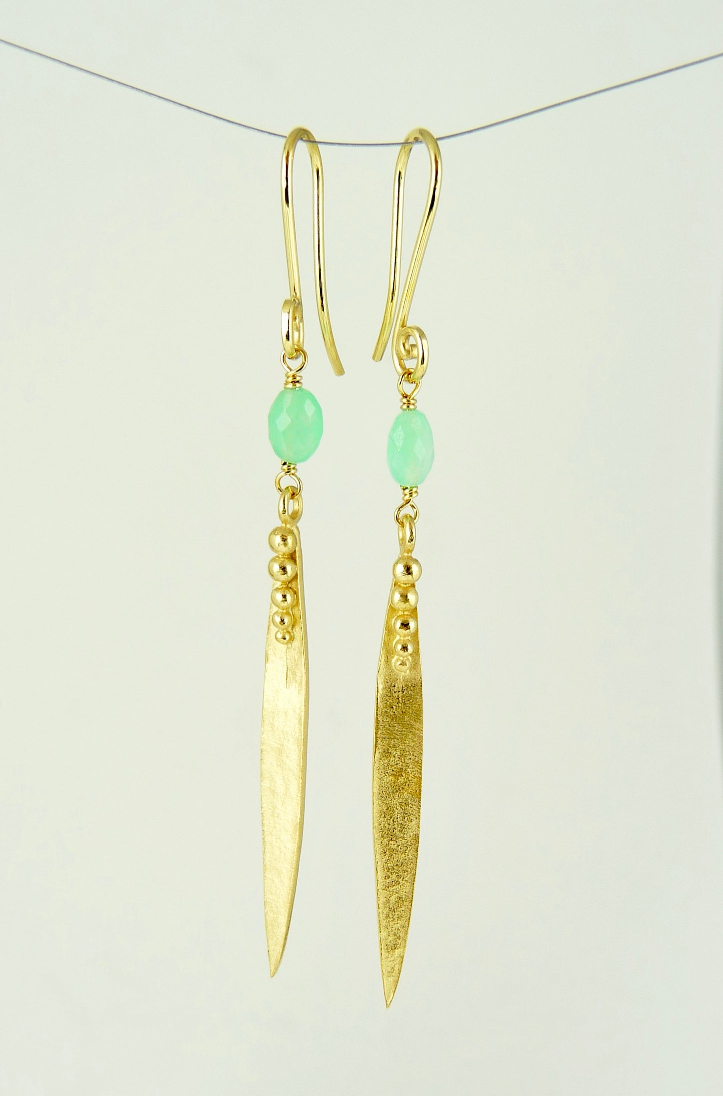 Medium Madeleine Leaf Earrings With Chrysoprase