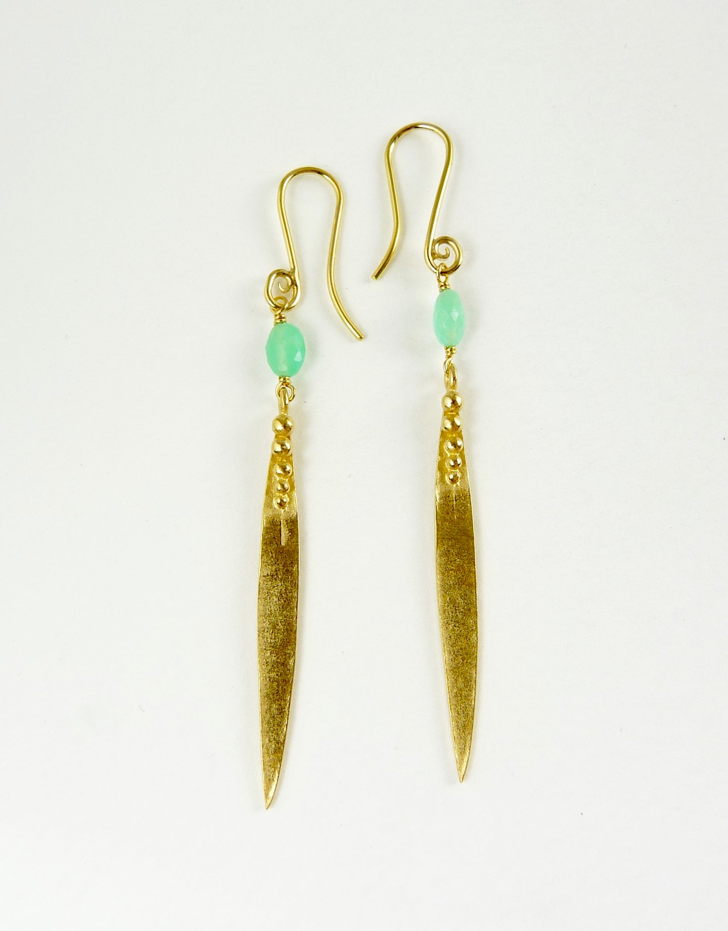 Medium Madeleine Leaf Earrings With Chrysoprase