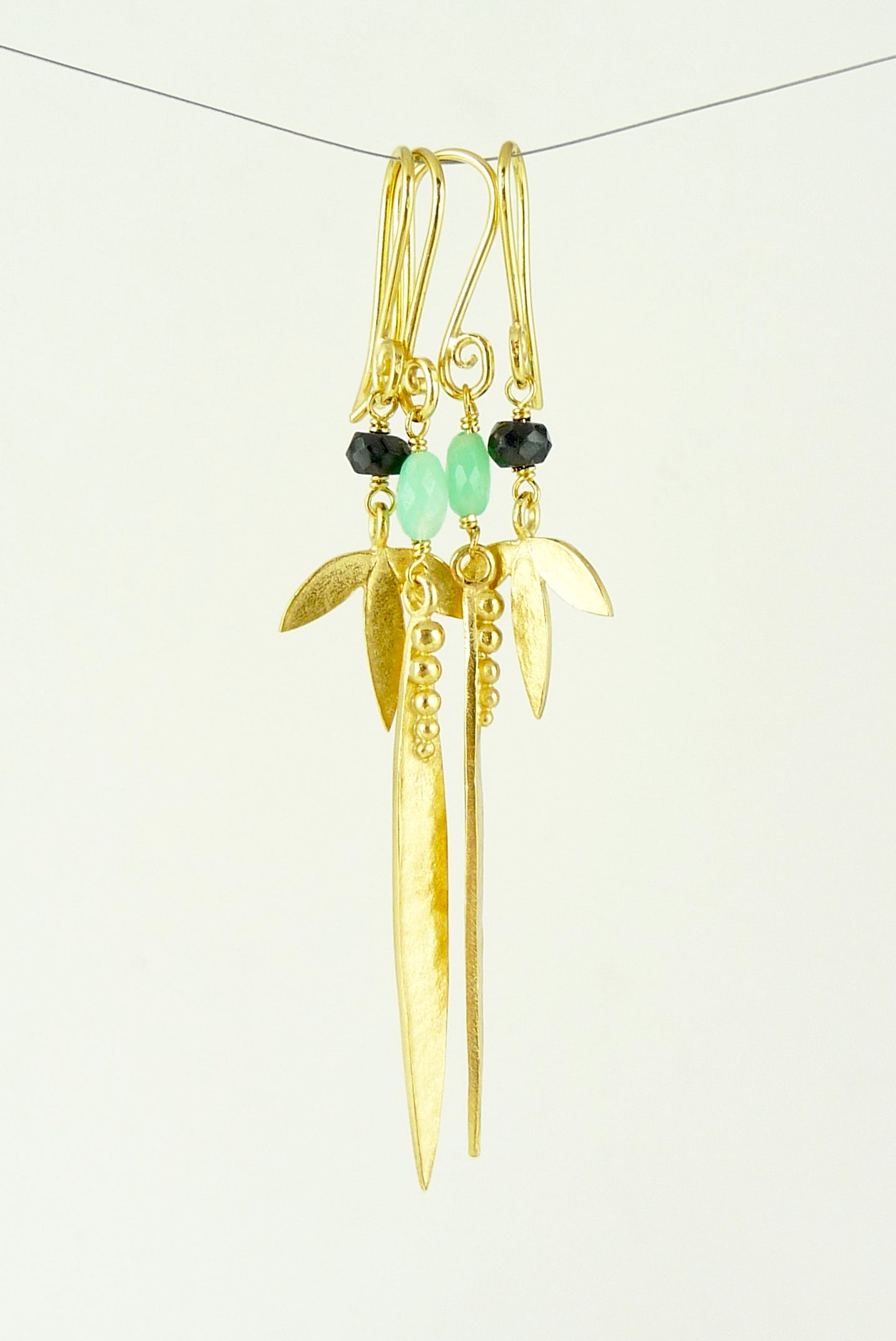 Medium Madeleine Leaf Earrings With Chrysoprase