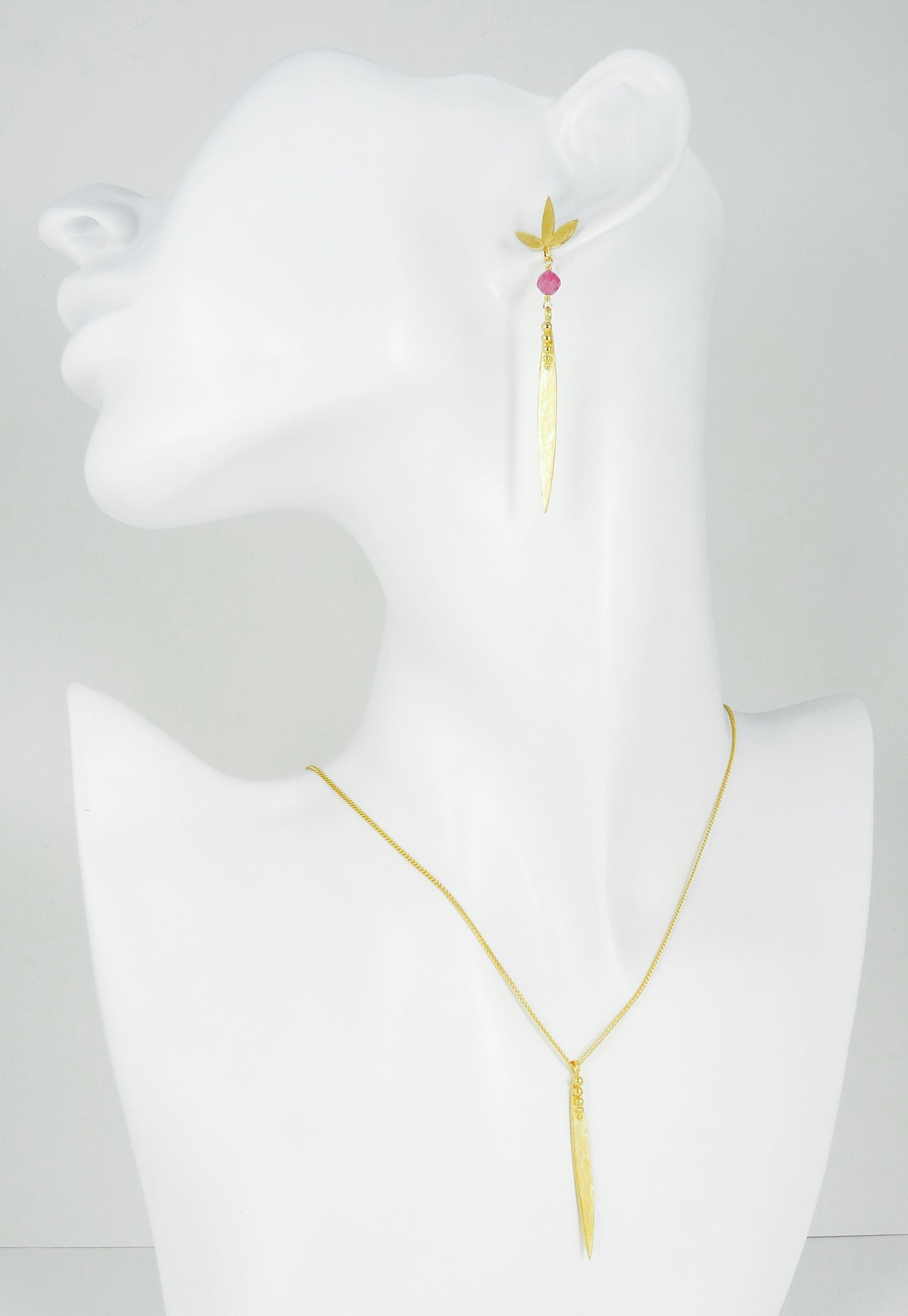 Medium Madeleine Leaf Earrings with Claudia Stud Top
