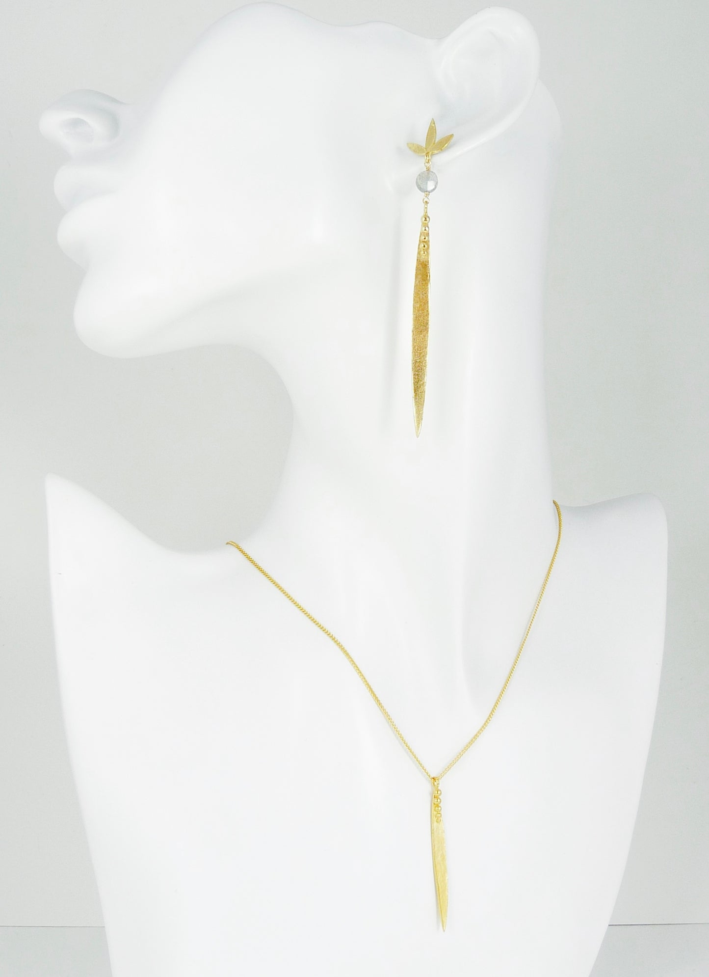 Large Madeleine Earrings with Claudia Top and Labradorite