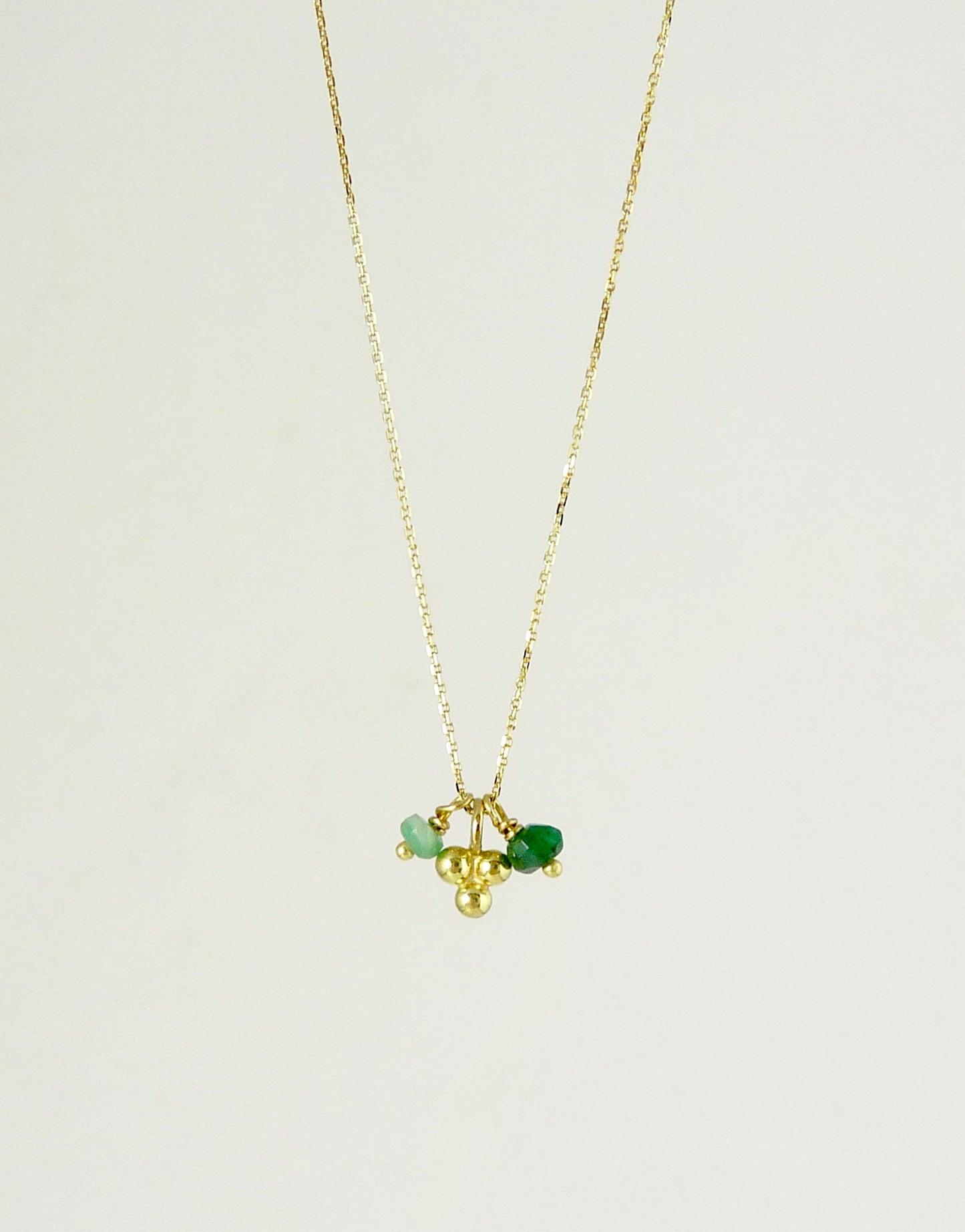 Delicate Granulation Necklace with Emerald