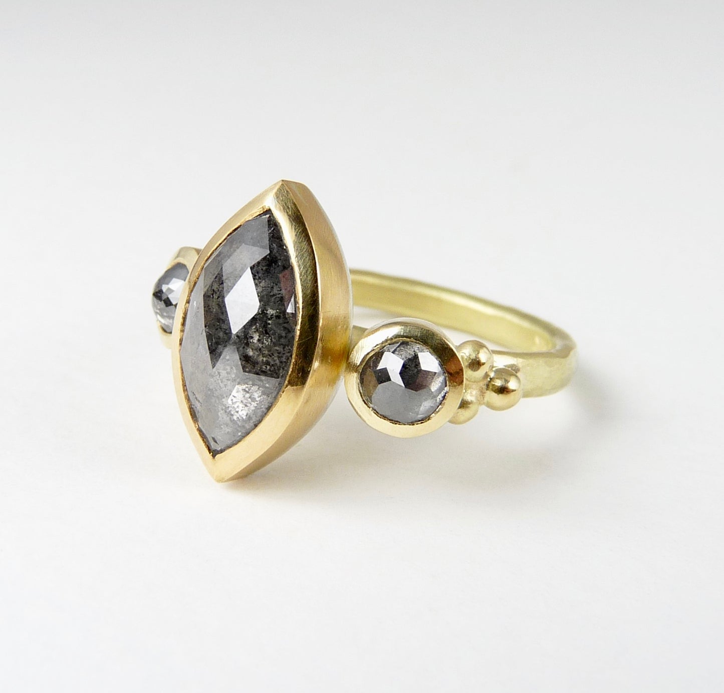 Marquise Salt and Pepper Diamond Ring