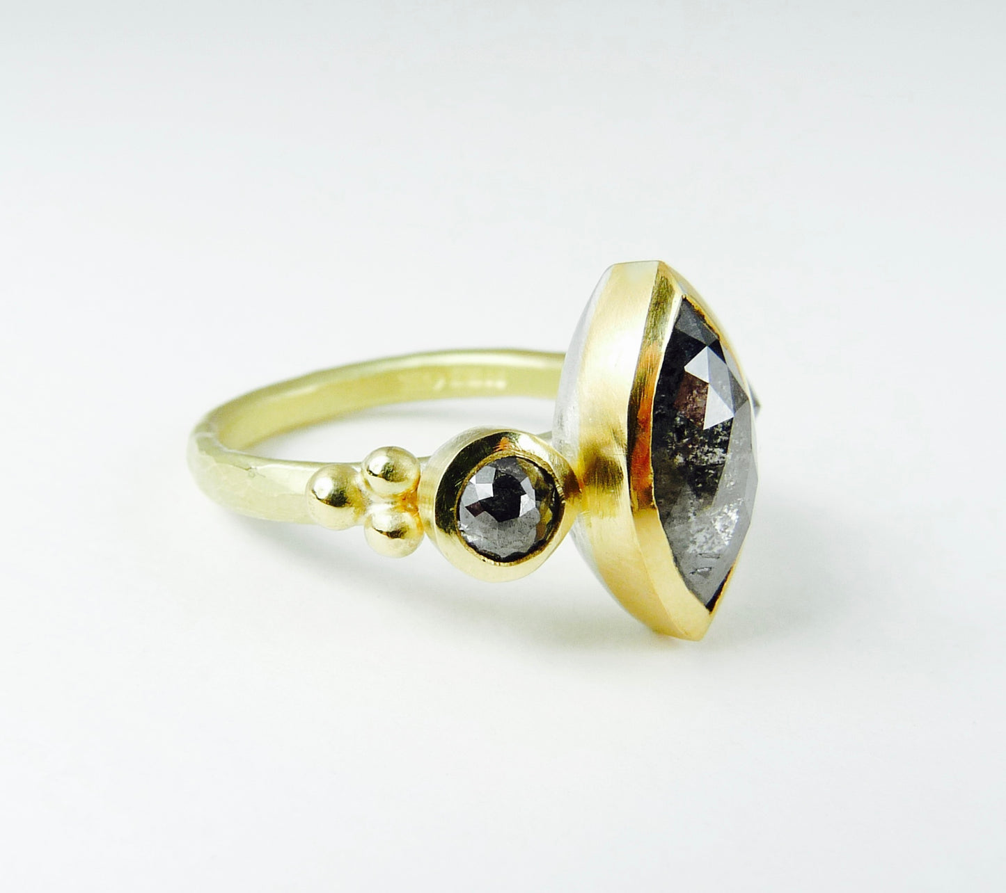 Marquise Salt and Pepper Diamond Ring