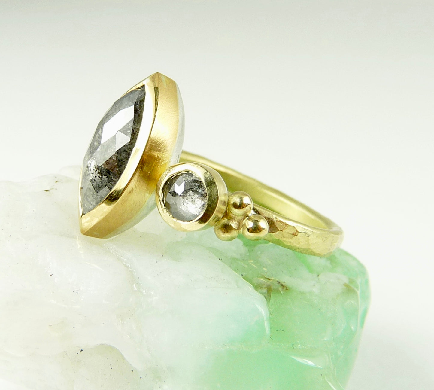 Marquise Salt and Pepper Diamond Ring
