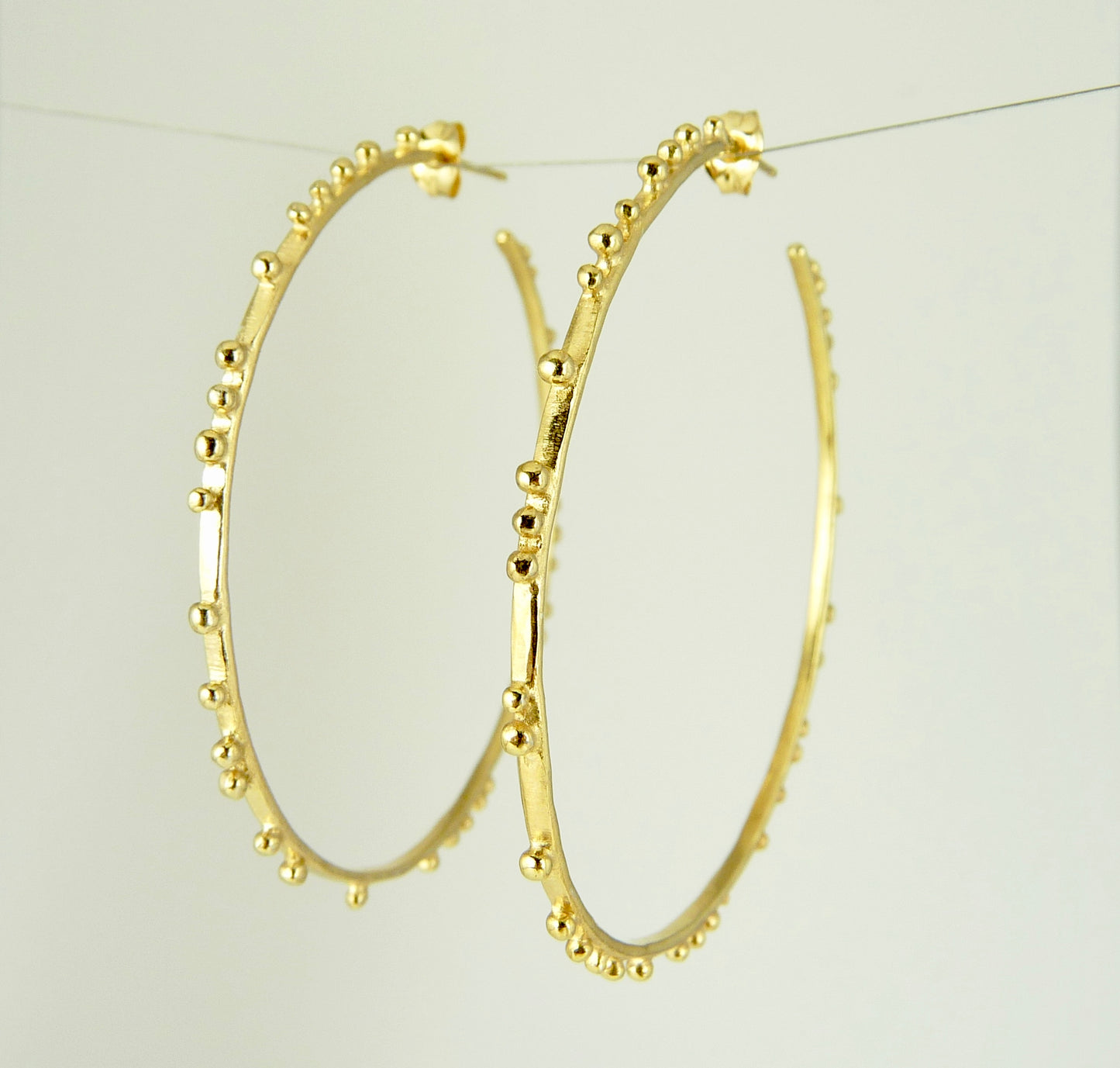 Large Granulation Gypsy Hoop Earrings