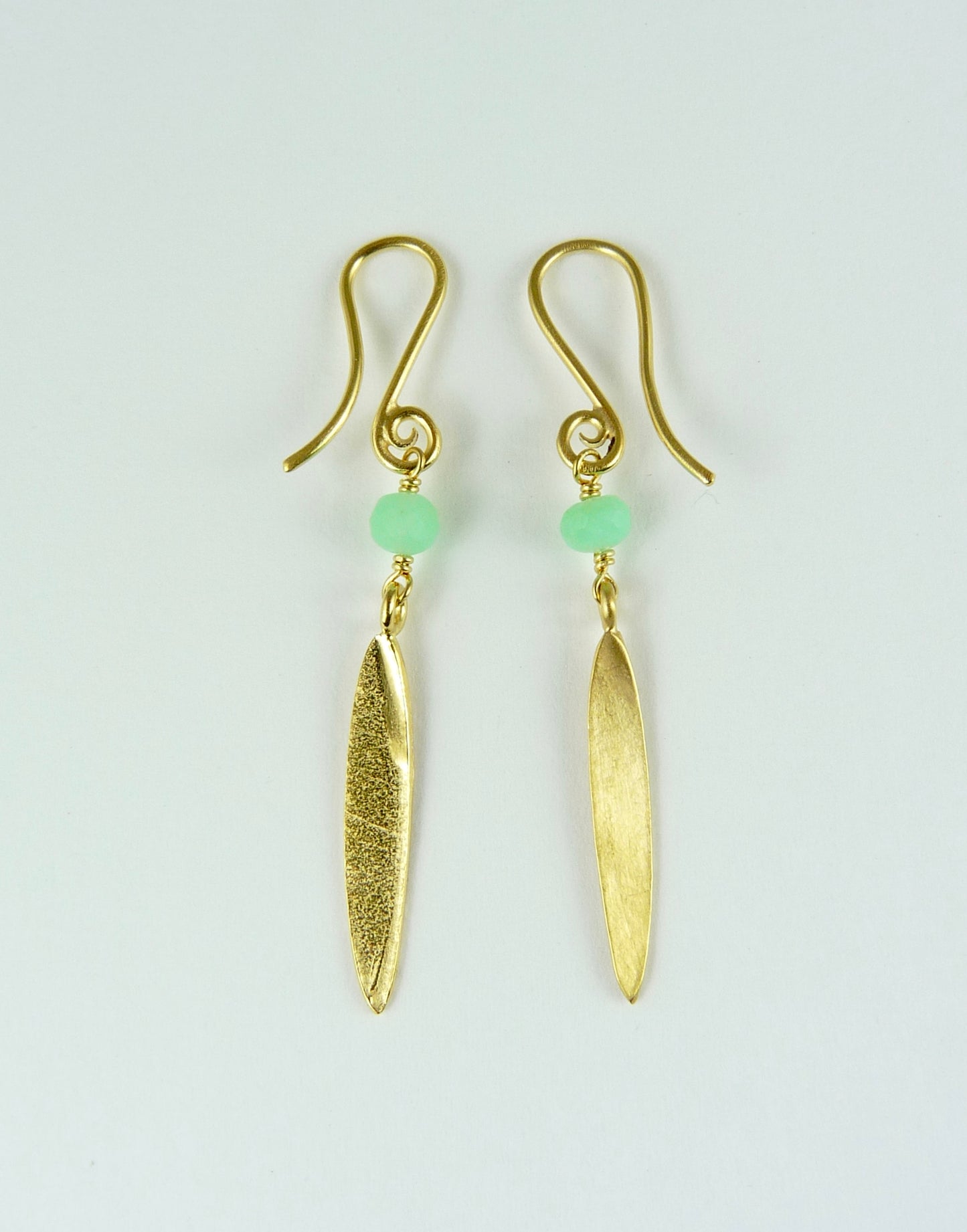 Small Lily Long Leaf Earrings with Gemstones