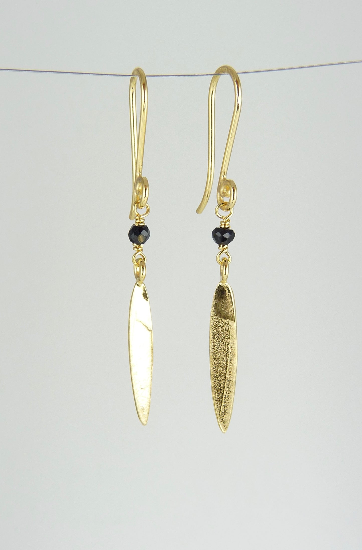 Small Lily Long Leaf Earrings with Gemstones