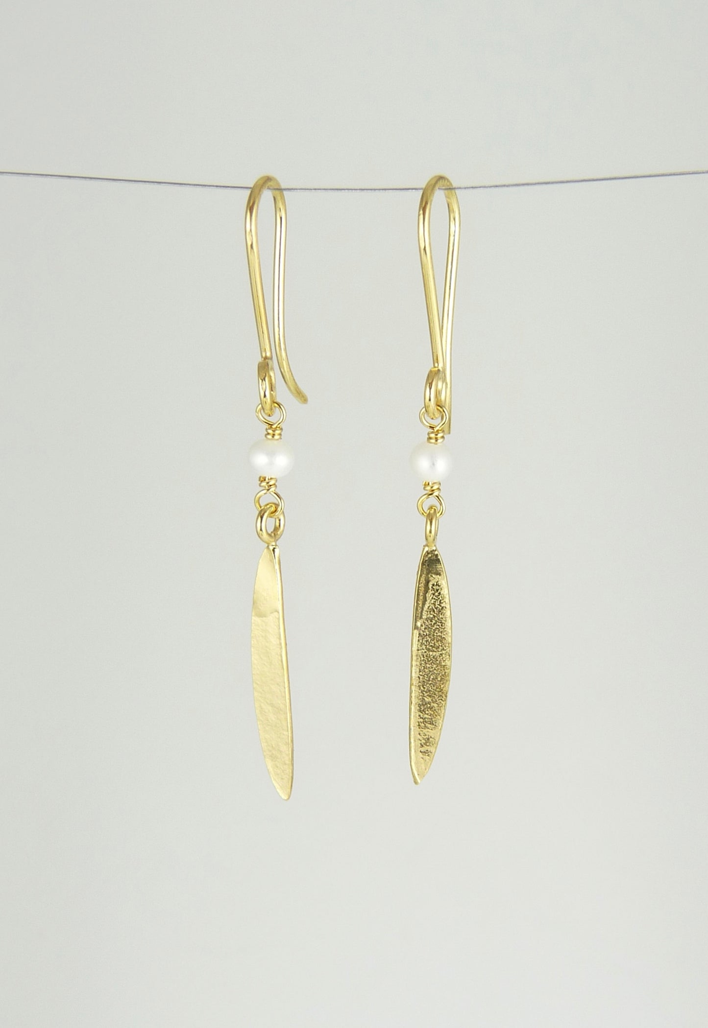 Small Lily Long Leaf Earrings with Gemstones