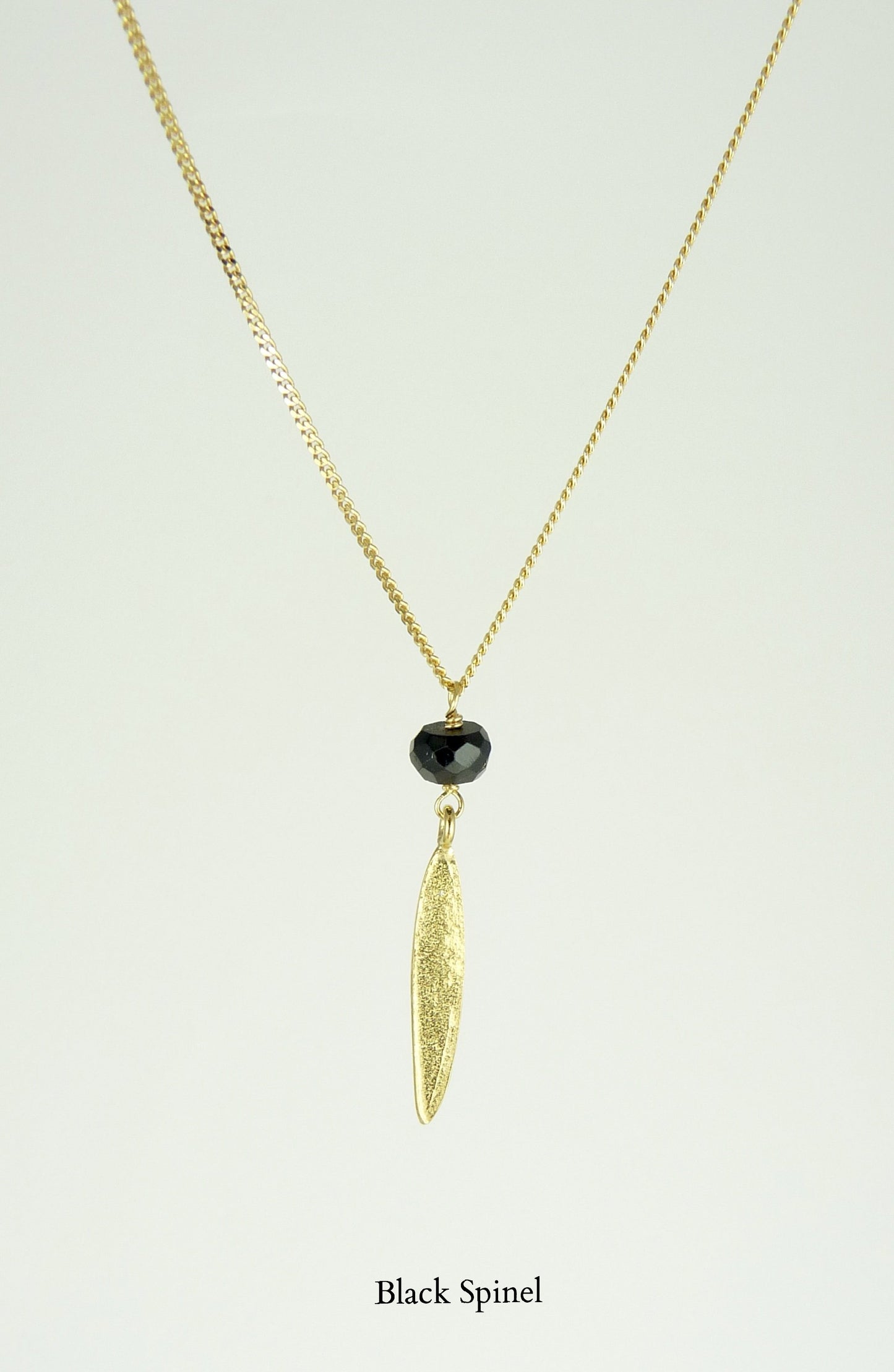 Small Lily Long Leaf Necklace with Gemstone