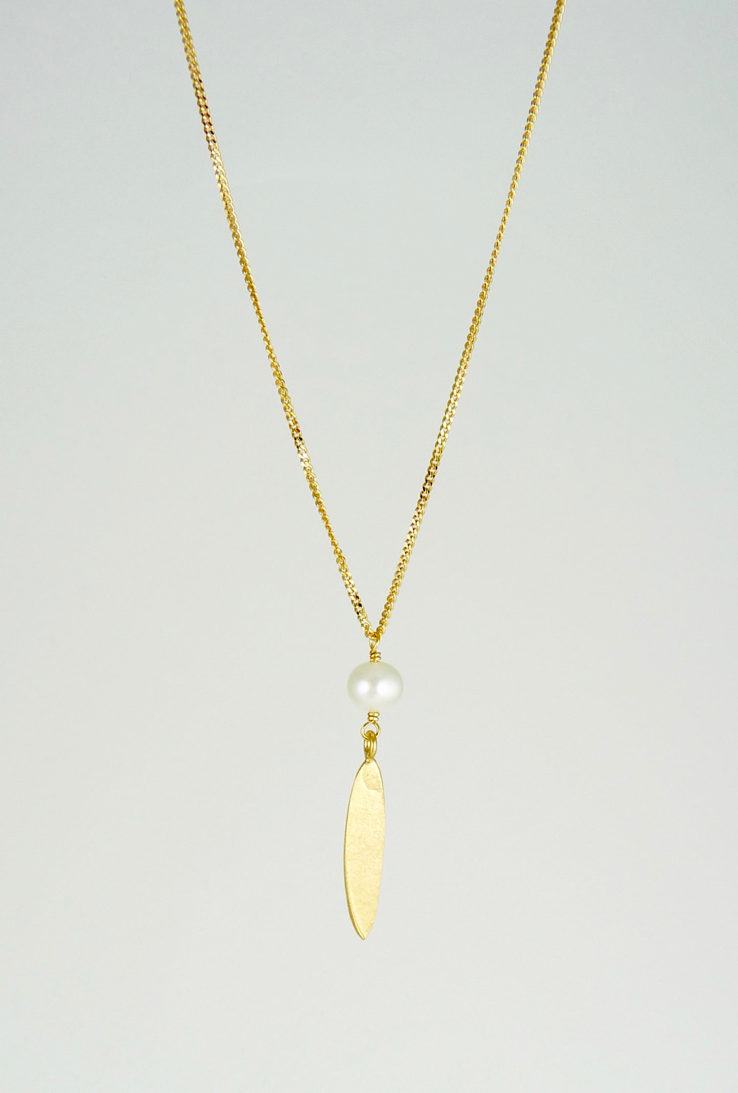 Small Lily Long Leaf Necklace with Gemstone