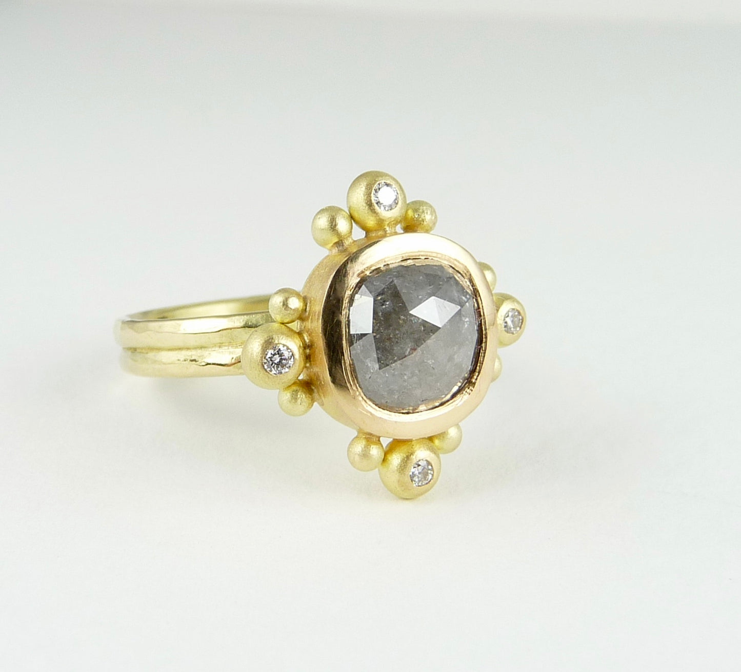 Empress Ring with 2.10ct grey diamond, white diamonds, 22ct & 18ct gold
