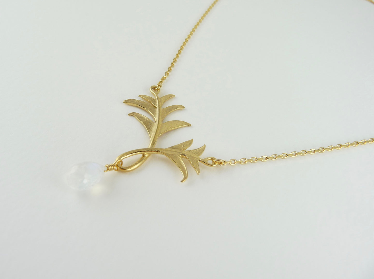 Paloma Palm Tree Necklace with Moonstone