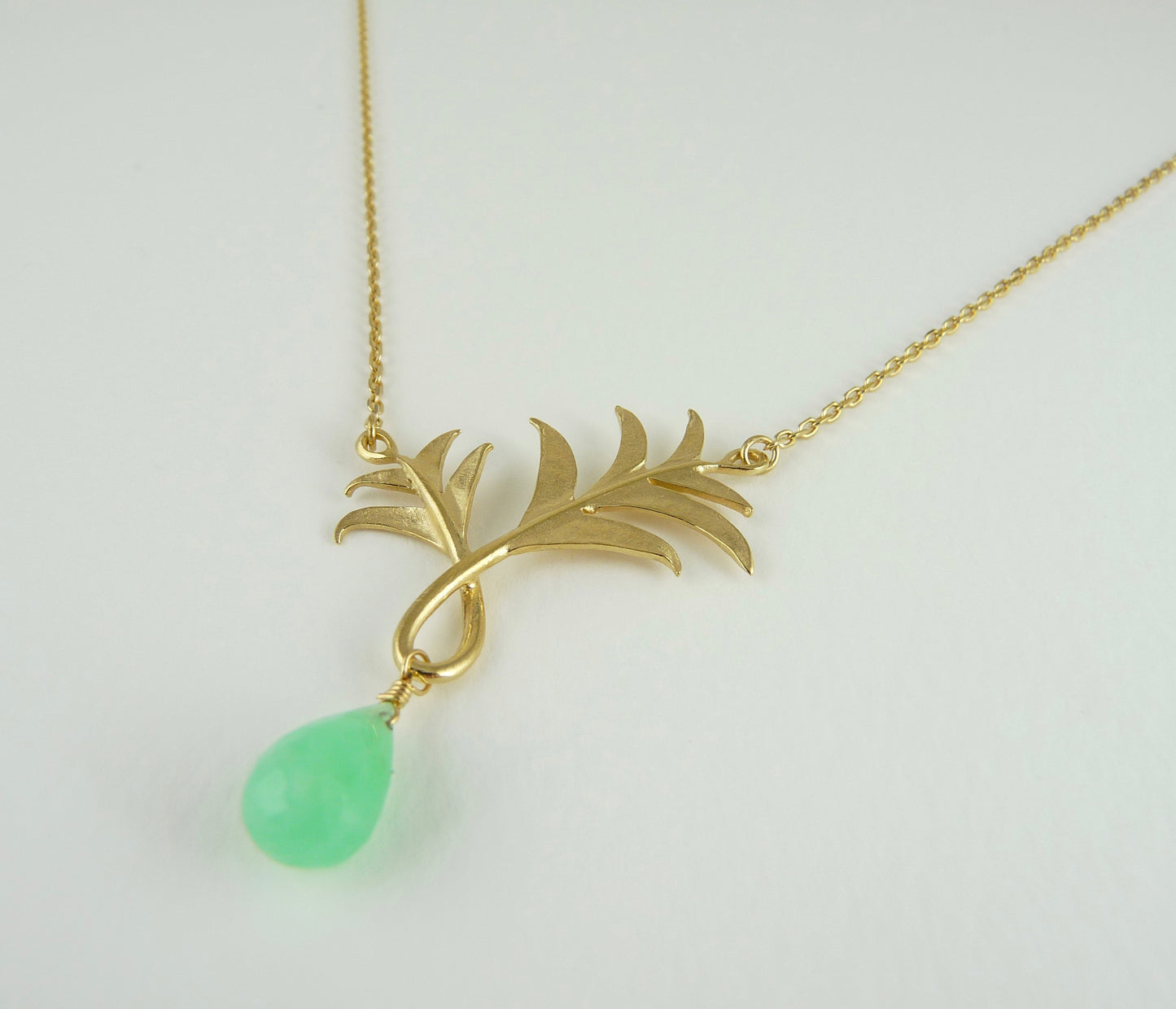Paloma Palm Tree Necklace with Chrysoprase