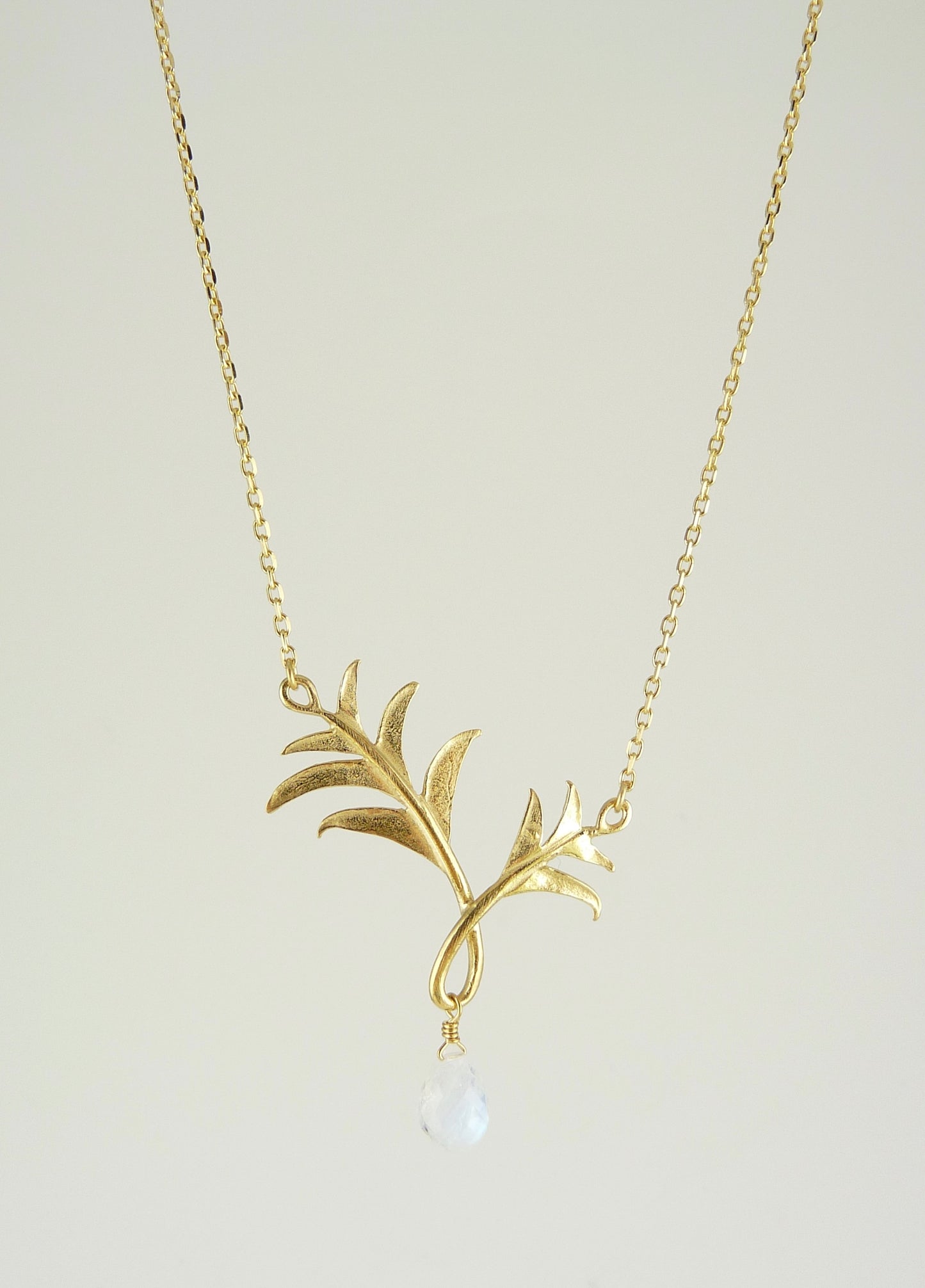 Paloma Palm Tree Necklace with Moonstone
