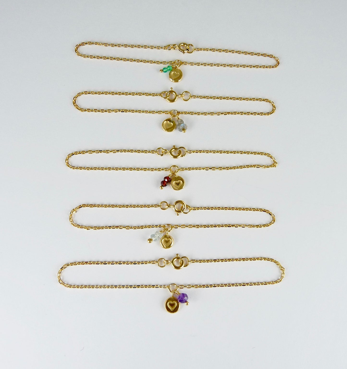 Heart Stamped Gemstone Bracelet