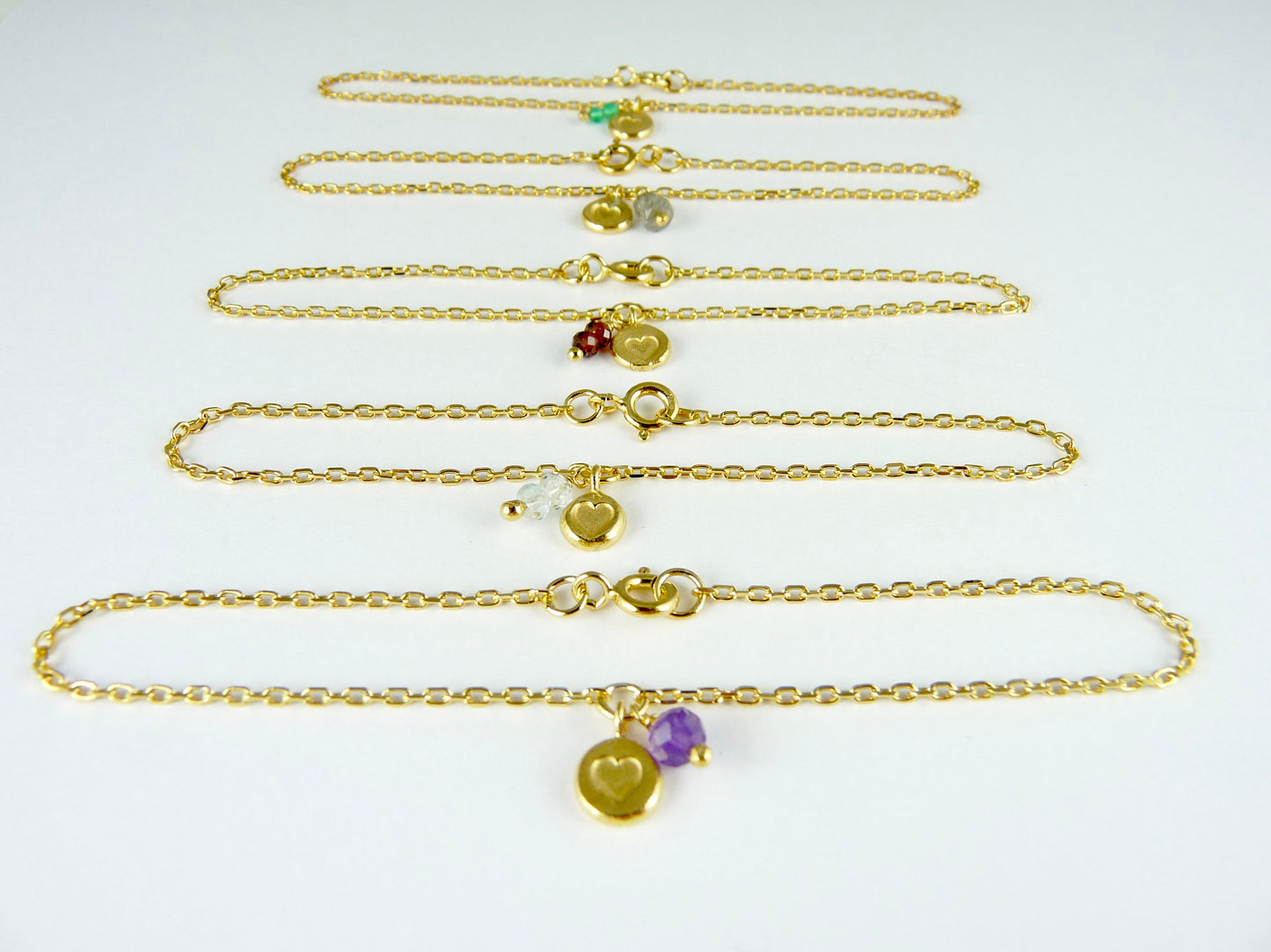 Heart Stamped Gemstone Bracelet