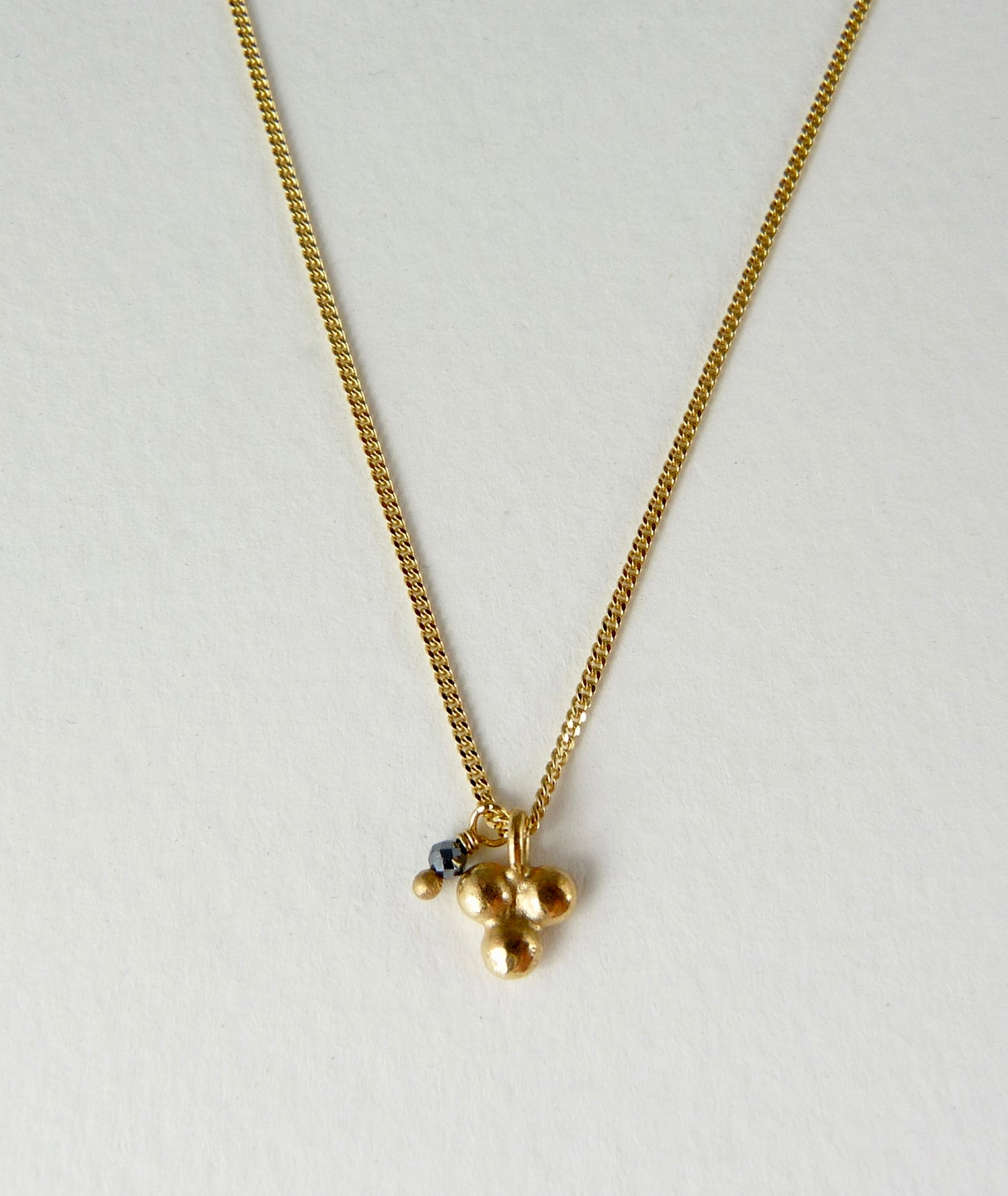 Delicate Triple Granulation Necklace with Hematite