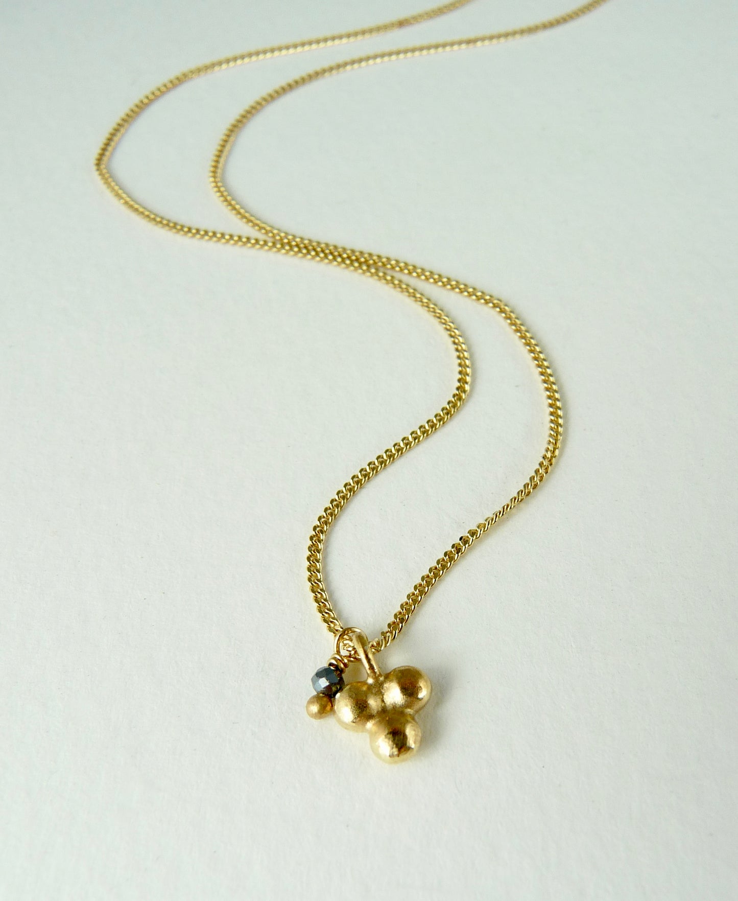 Delicate Triple Granulation Necklace with Hematite
