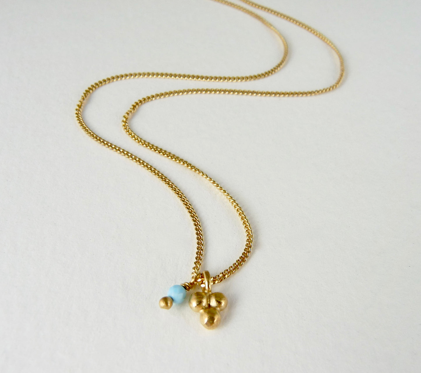 Delicate Triple Granulation Necklace with Turquoise