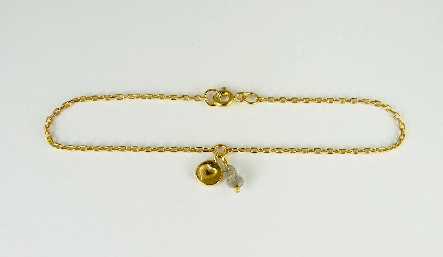 Heart Stamped Gemstone Bracelet