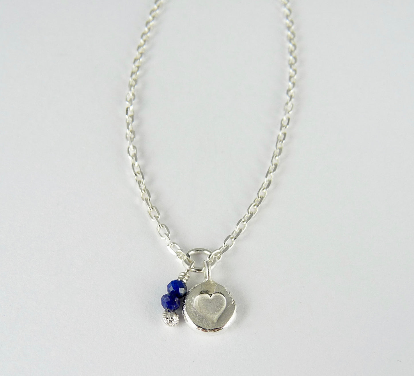 Silver Heart Stamp Gemstone Bracelet