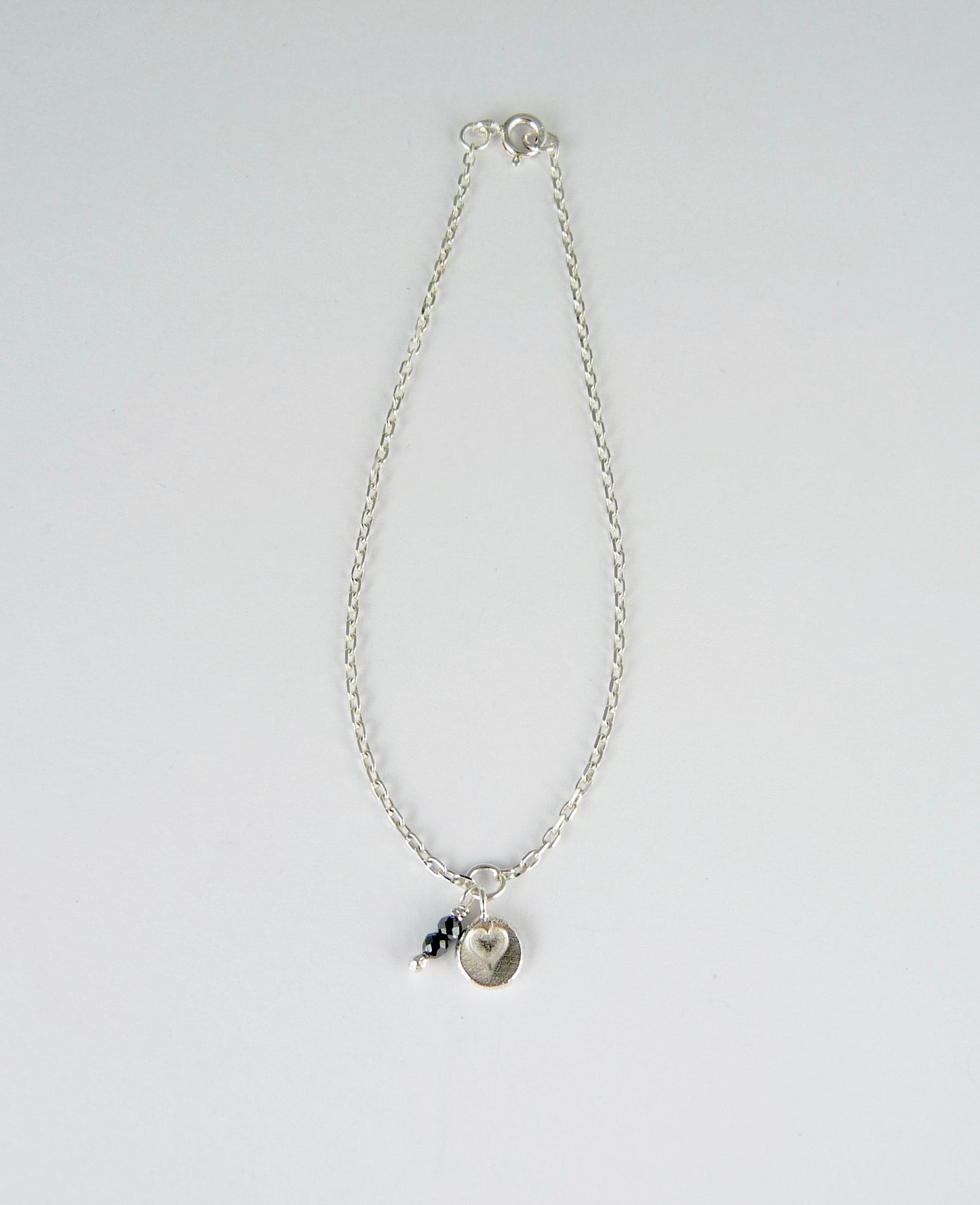 Silver Heart Stamp Gemstone Bracelet