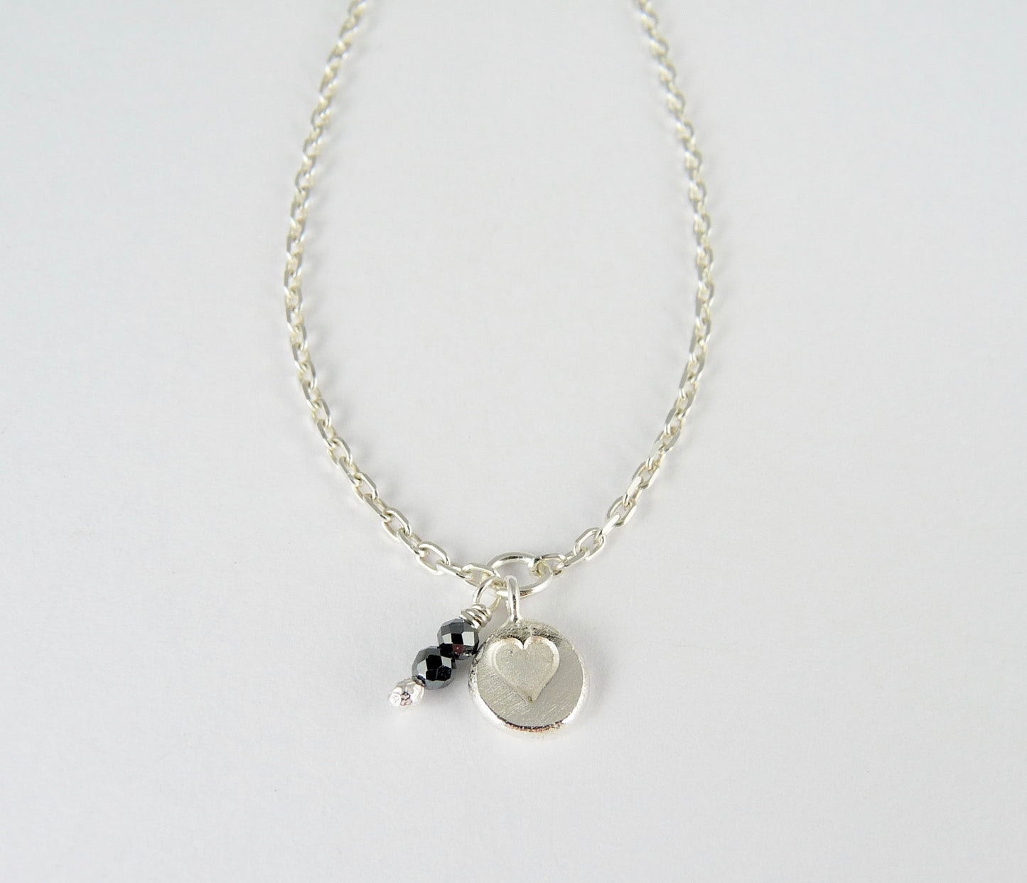 Silver Heart Stamp Gemstone Bracelet