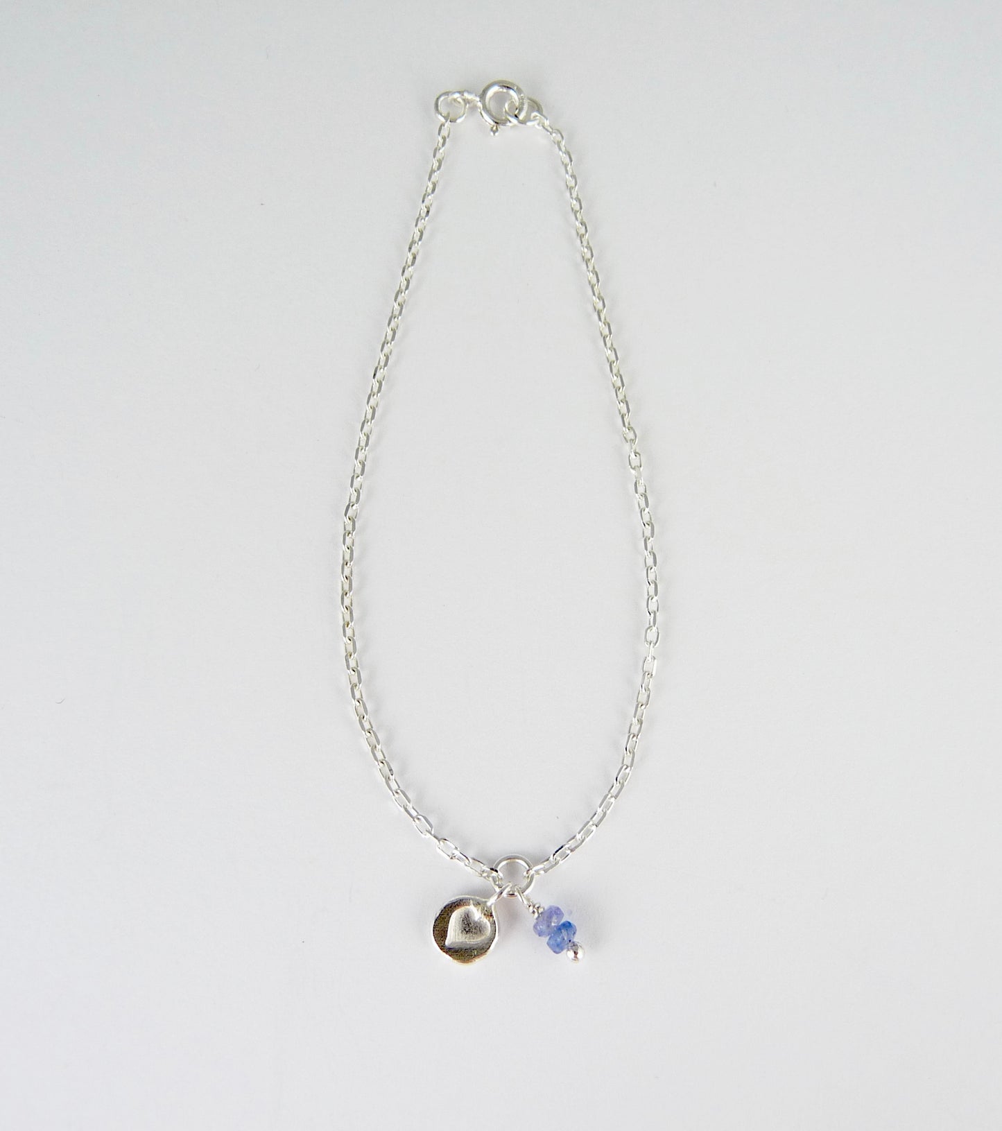 Silver Heart Stamp Gemstone Bracelet