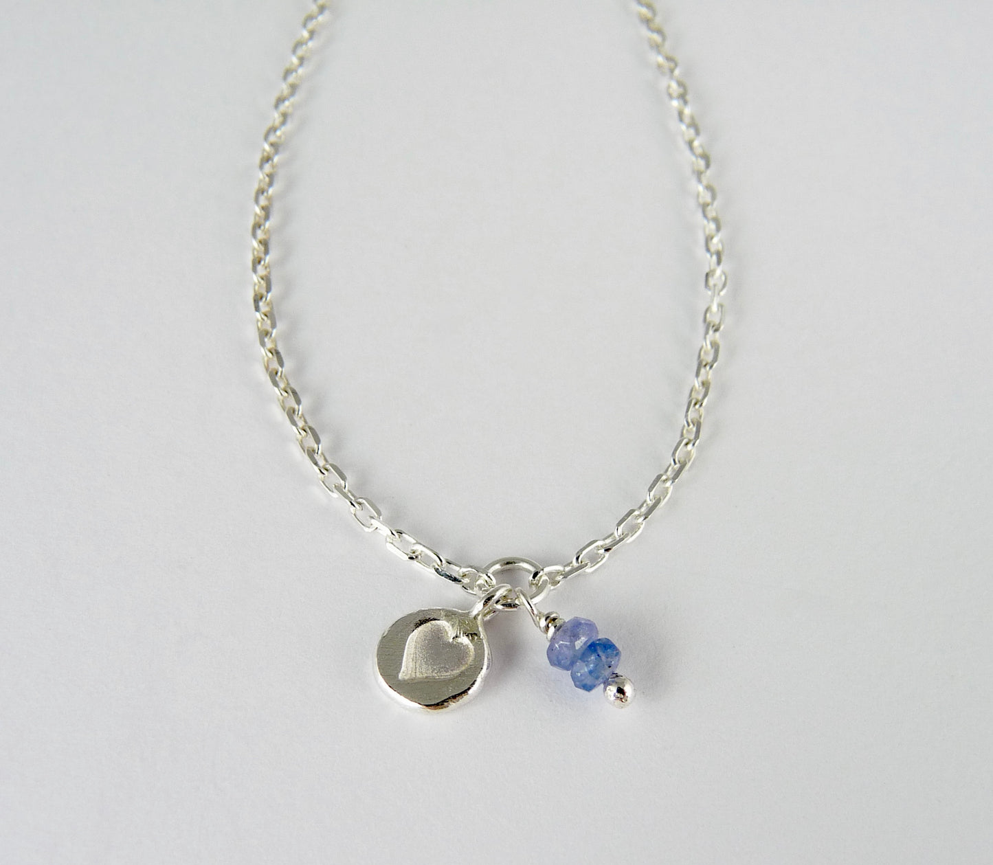 Silver Heart Stamp Gemstone Bracelet