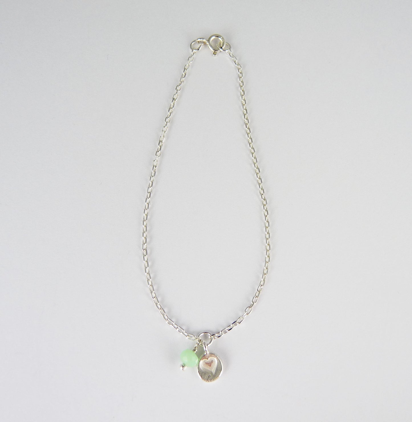 Silver Heart Stamp Gemstone Bracelet