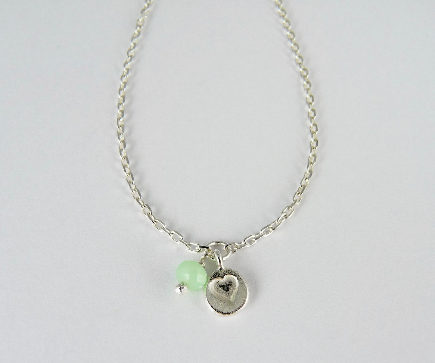 Silver Heart Stamp Gemstone Bracelet