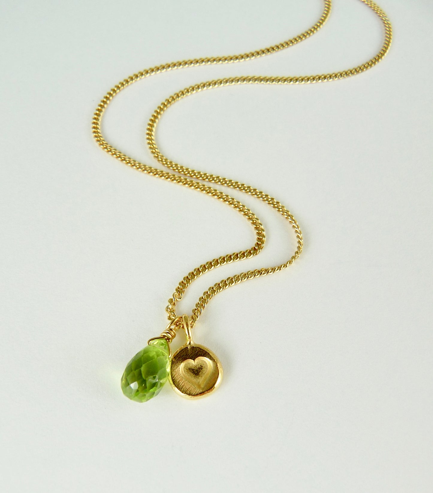 Heart Stamped Necklace with Gemstone