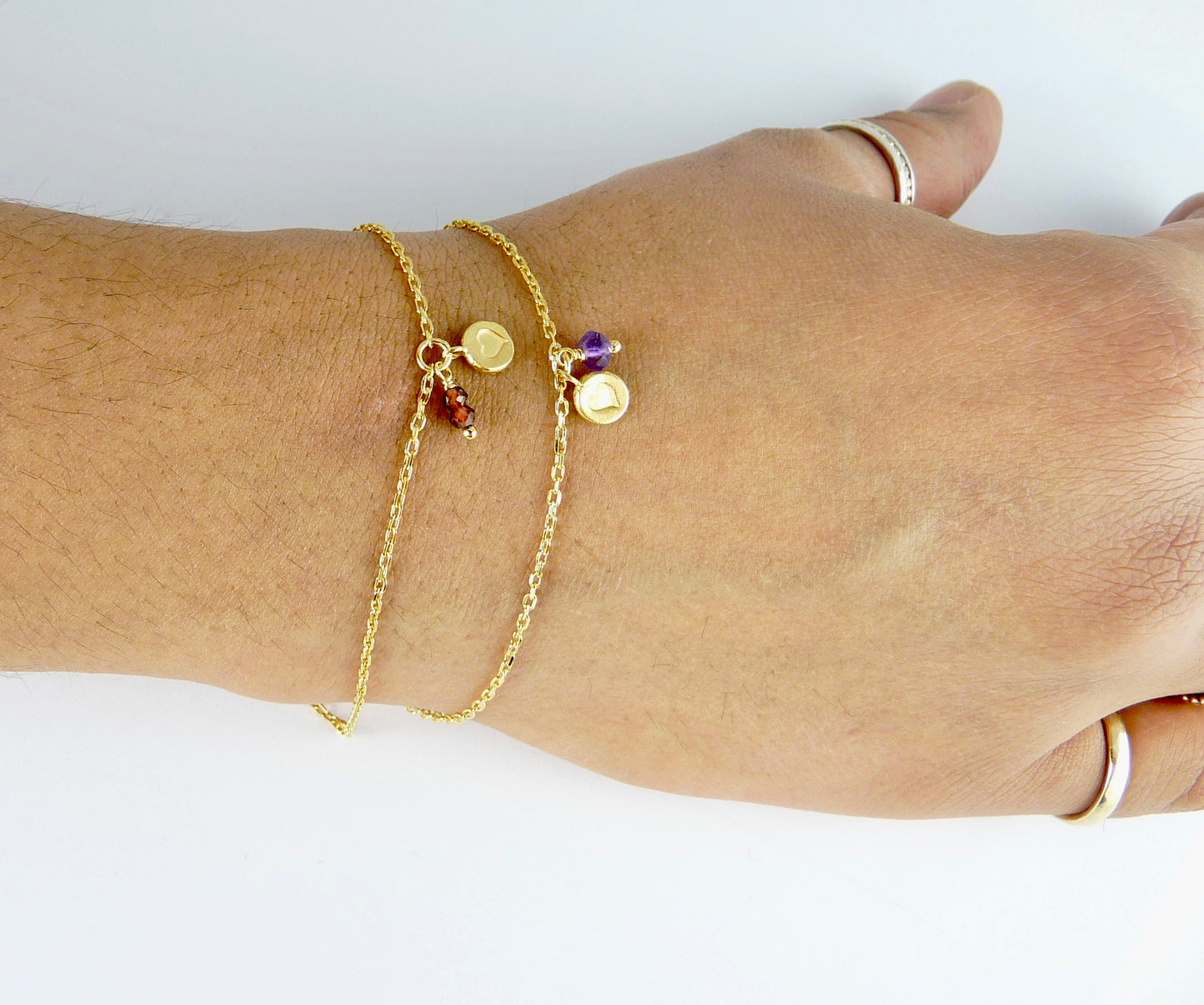 Heart Stamped Gemstone Bracelet